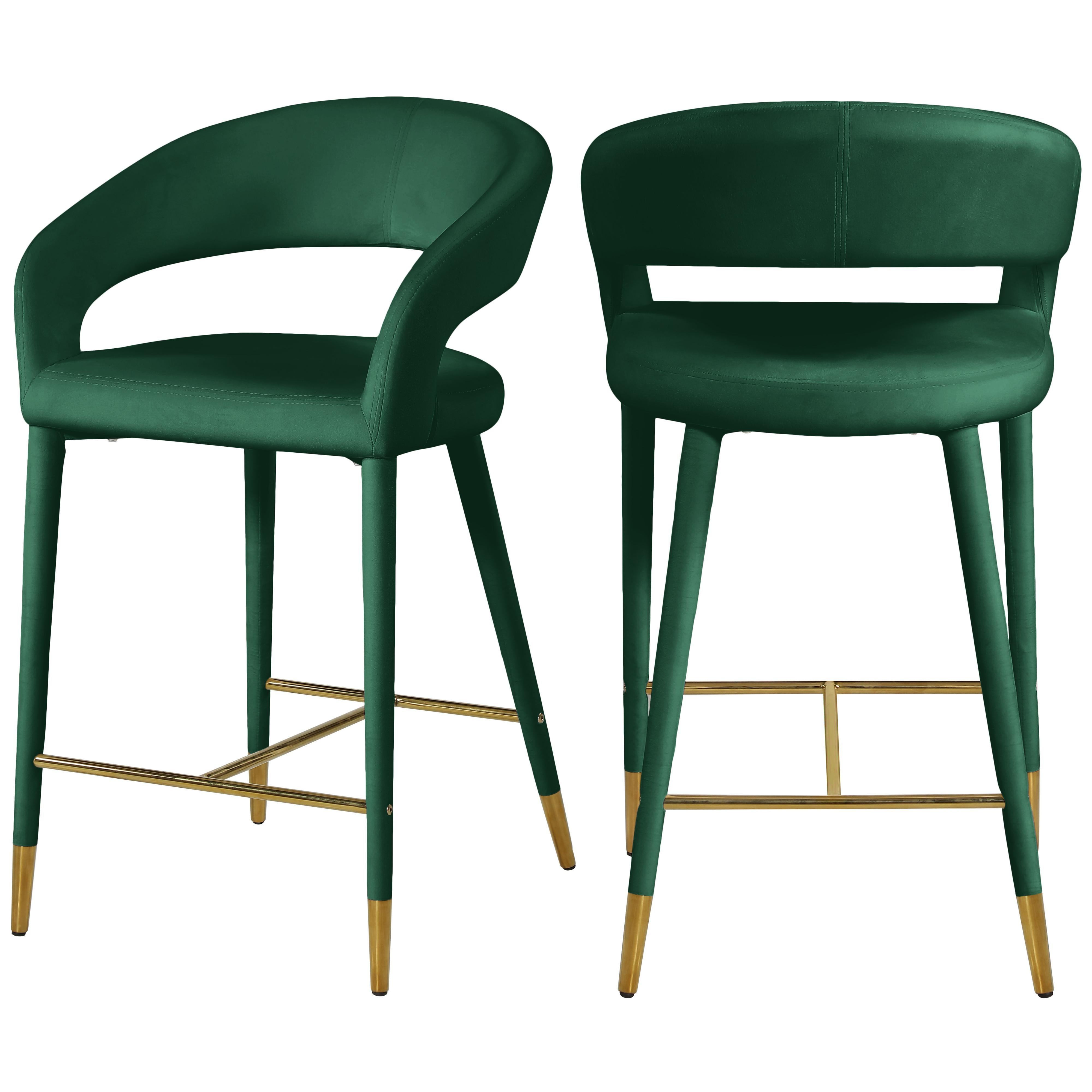 Meridian Destiny Green Velvet Stool