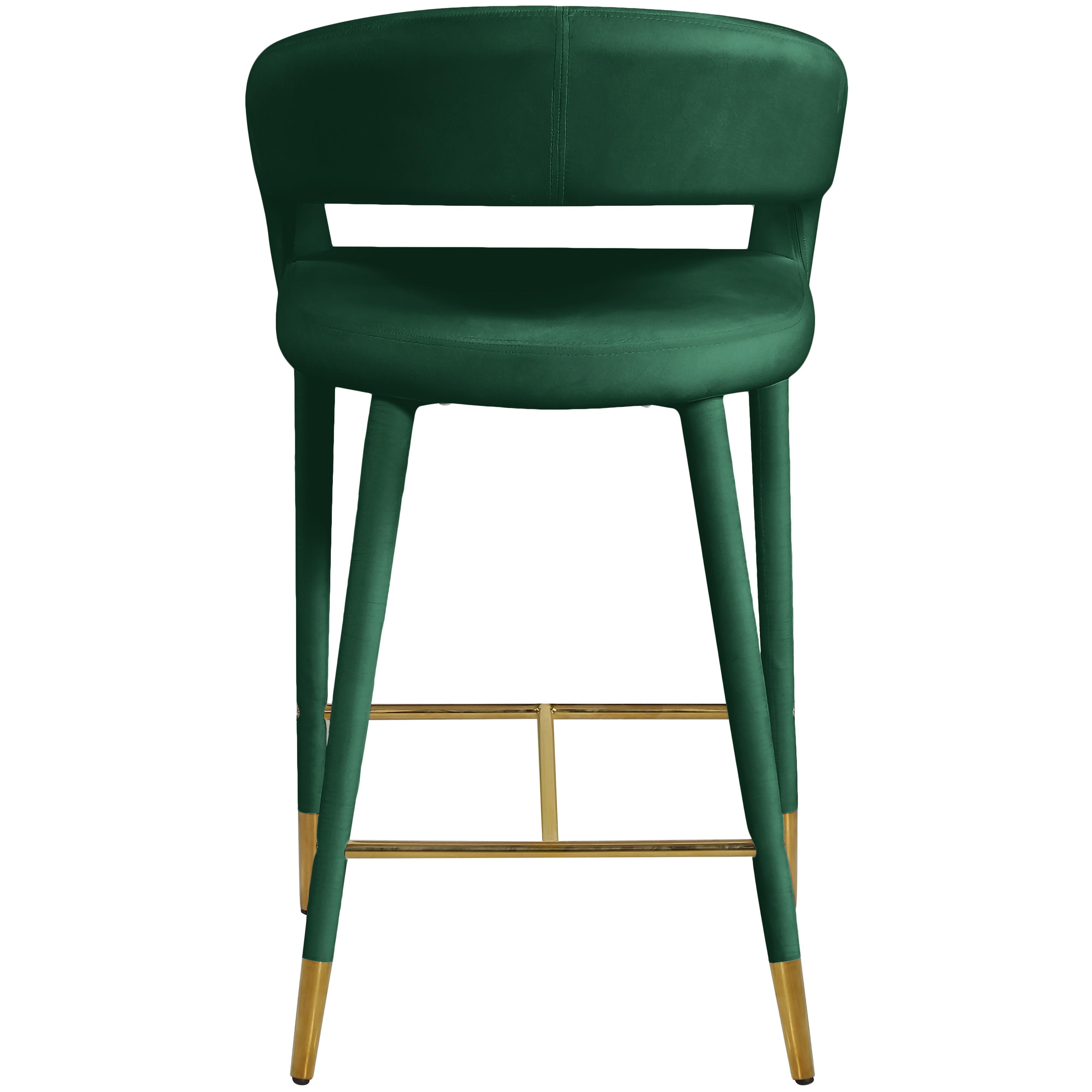 Meridian Destiny Green Velvet Stool