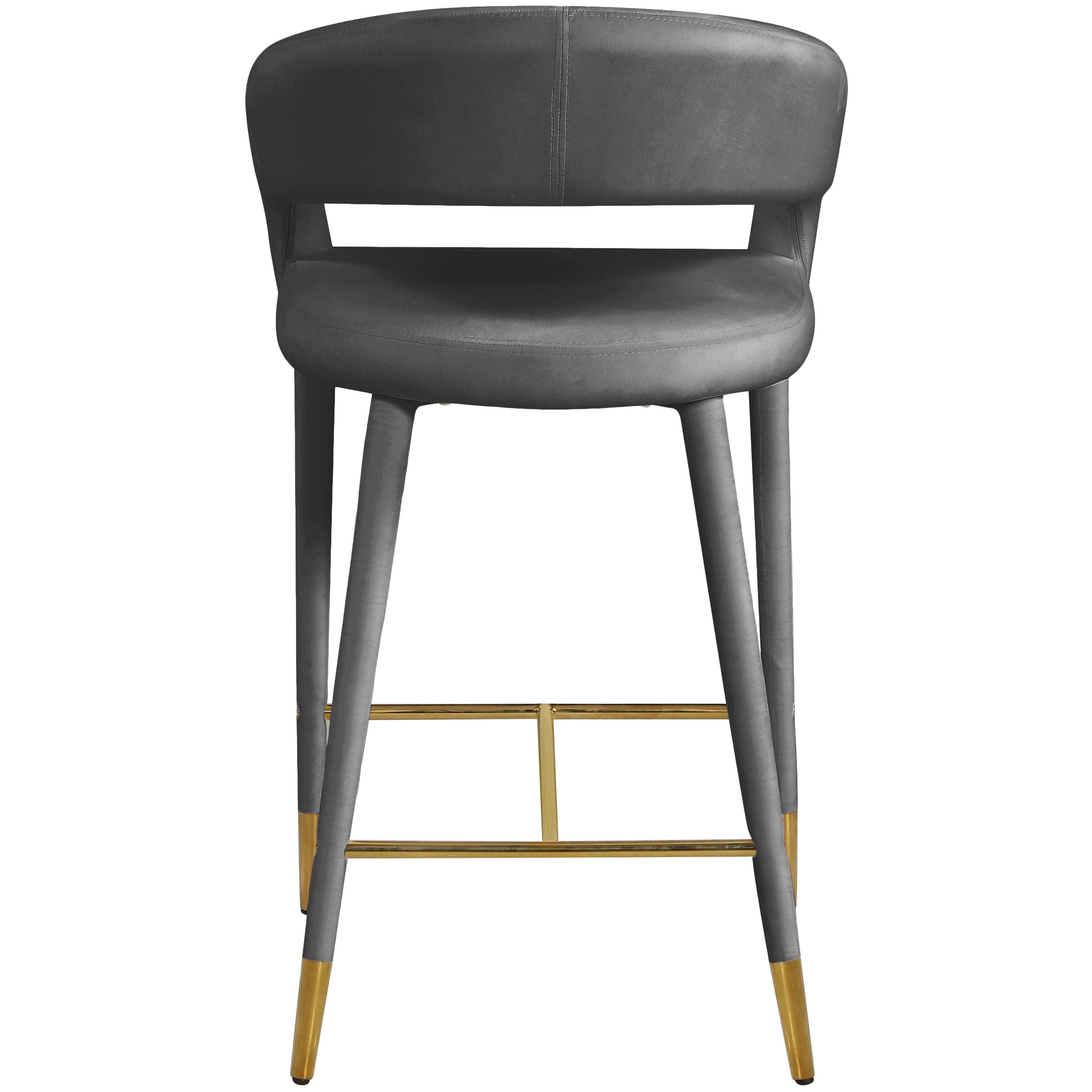 Meridian Destiny Grey Velvet Stool