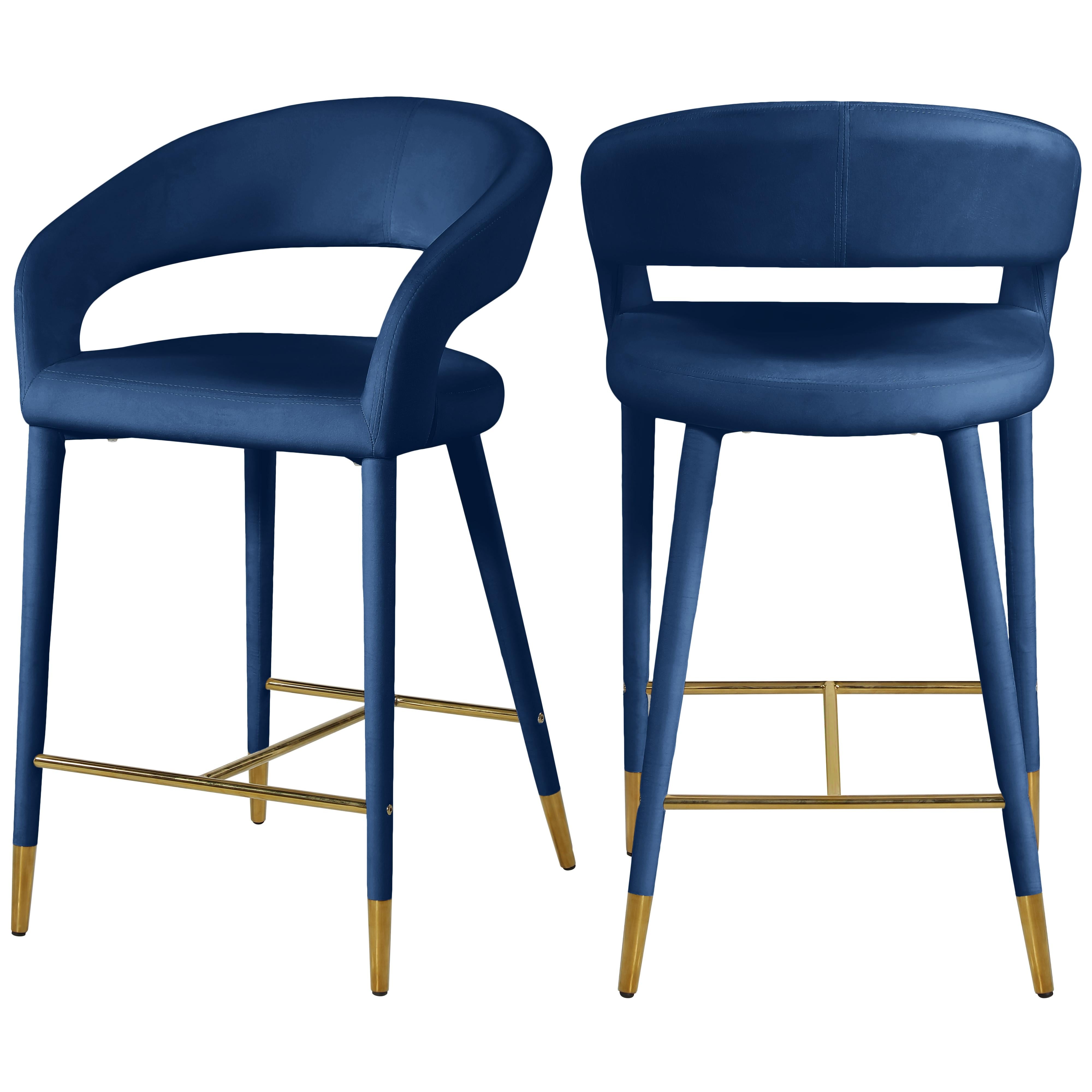 Meridian Destiny Navy Velvet Stool
