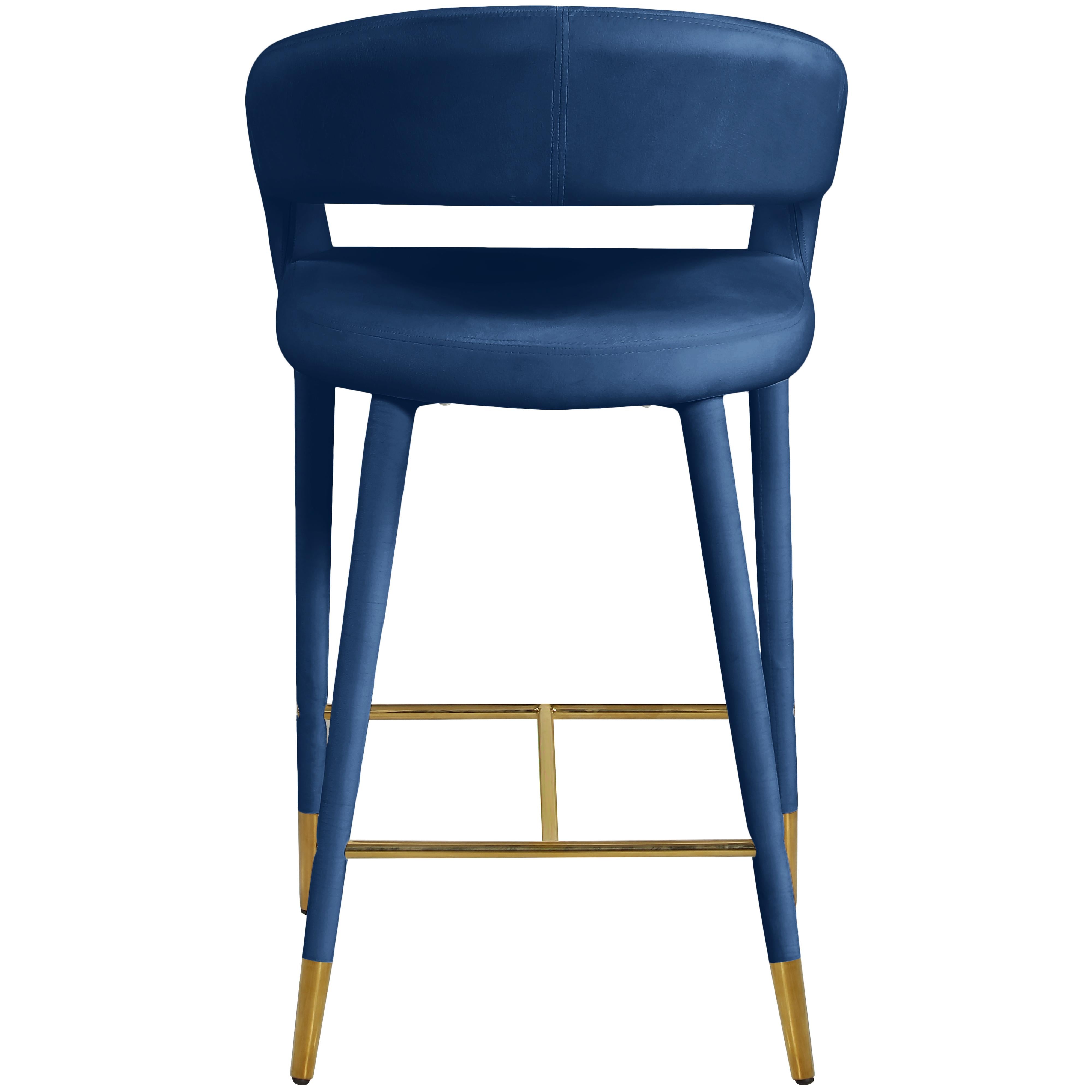 Meridian Destiny Navy Velvet Stool