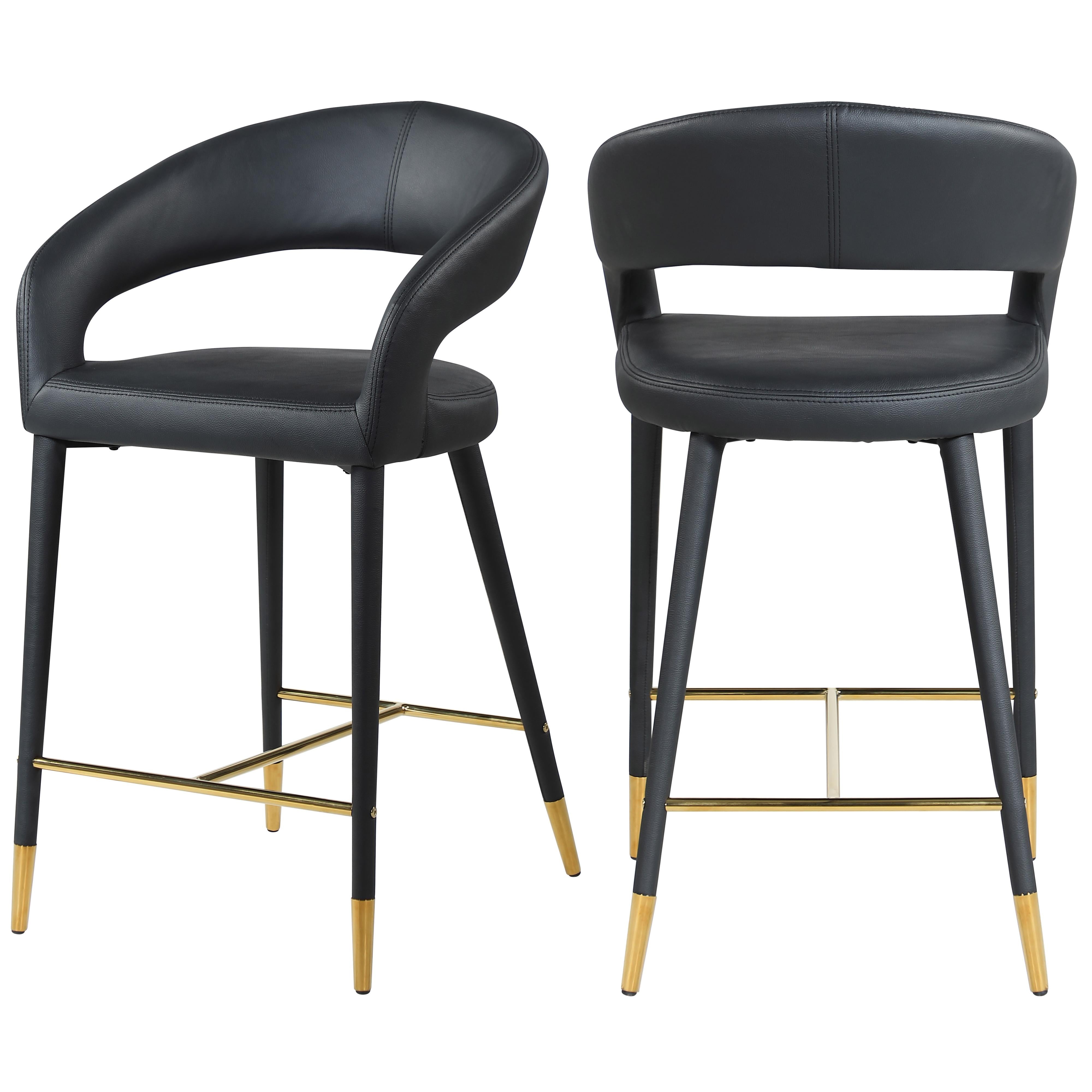 Meridian Destiny Black Vegan Leather Stool