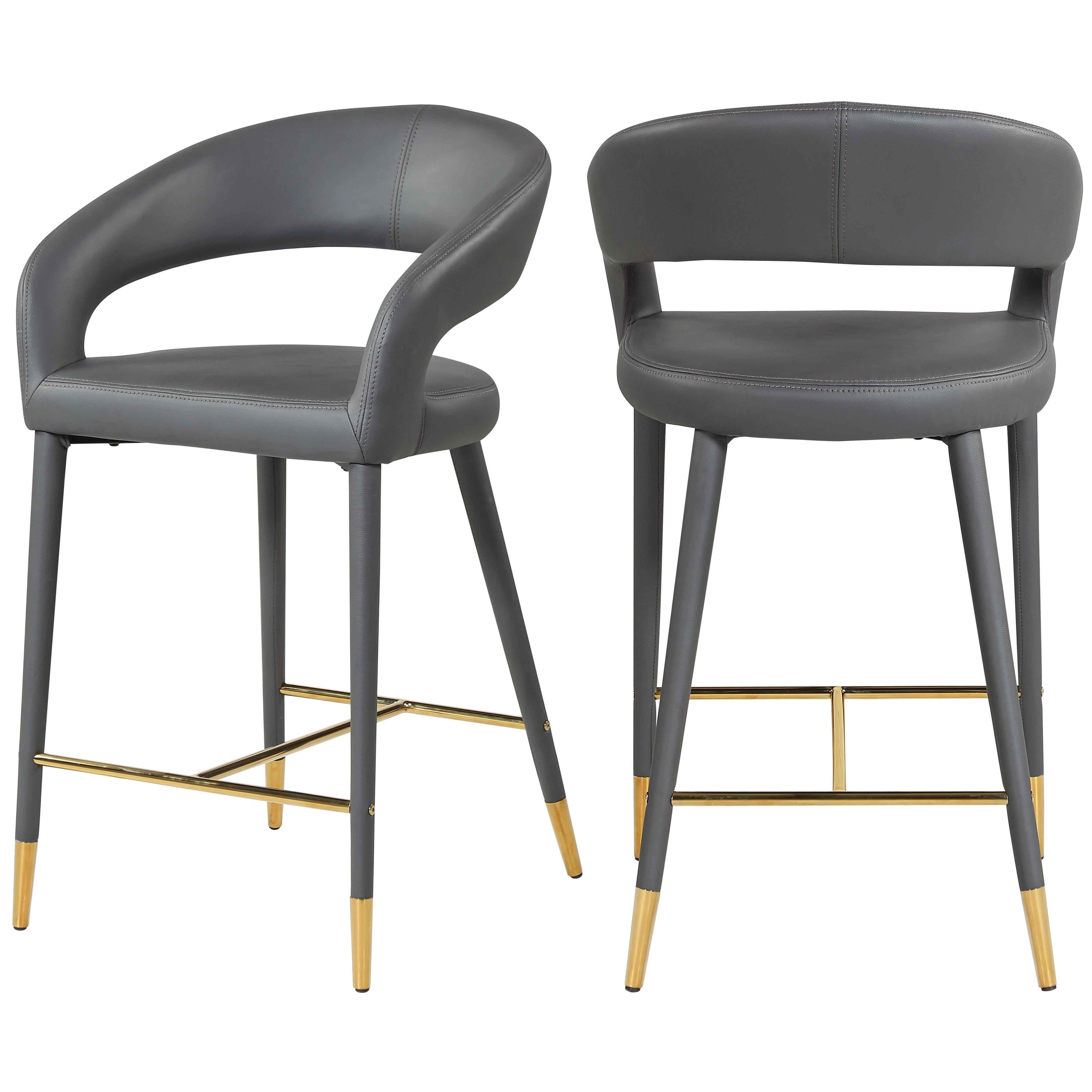 Meridian Destiny Grey Vegan Leather Stool