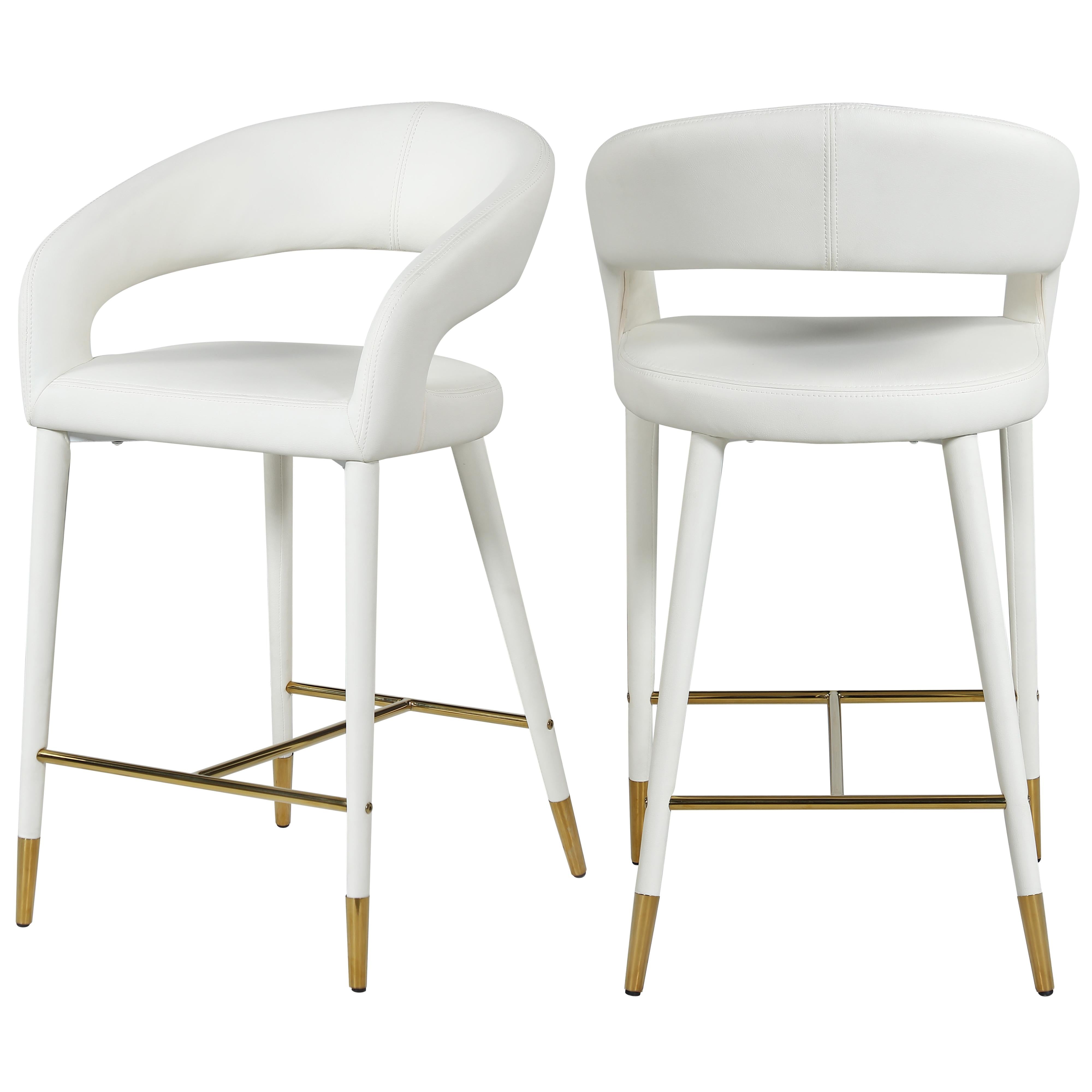 Meridian Destiny White Vegan Leather Stool