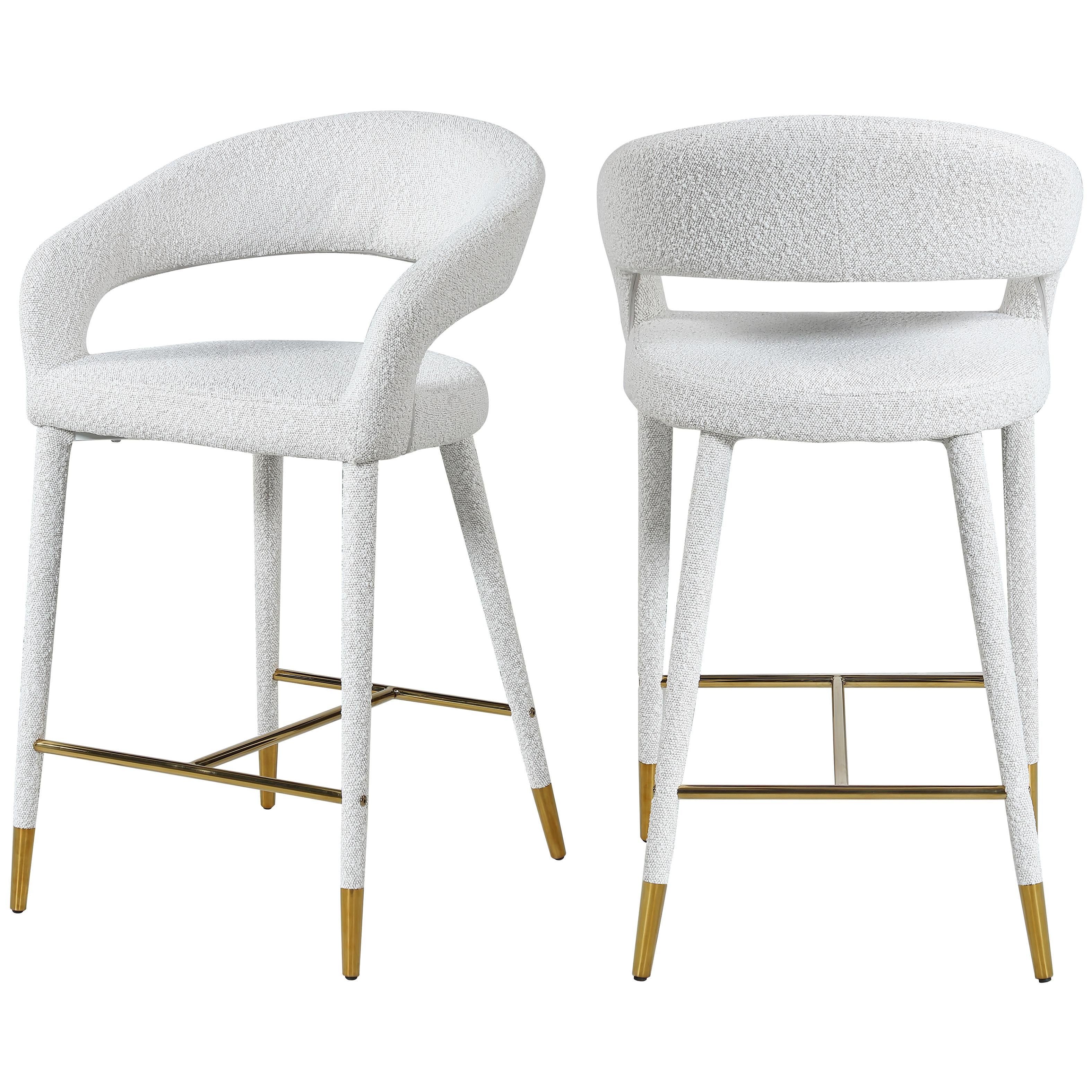 Meridian Destiny Cream Fabric Stool