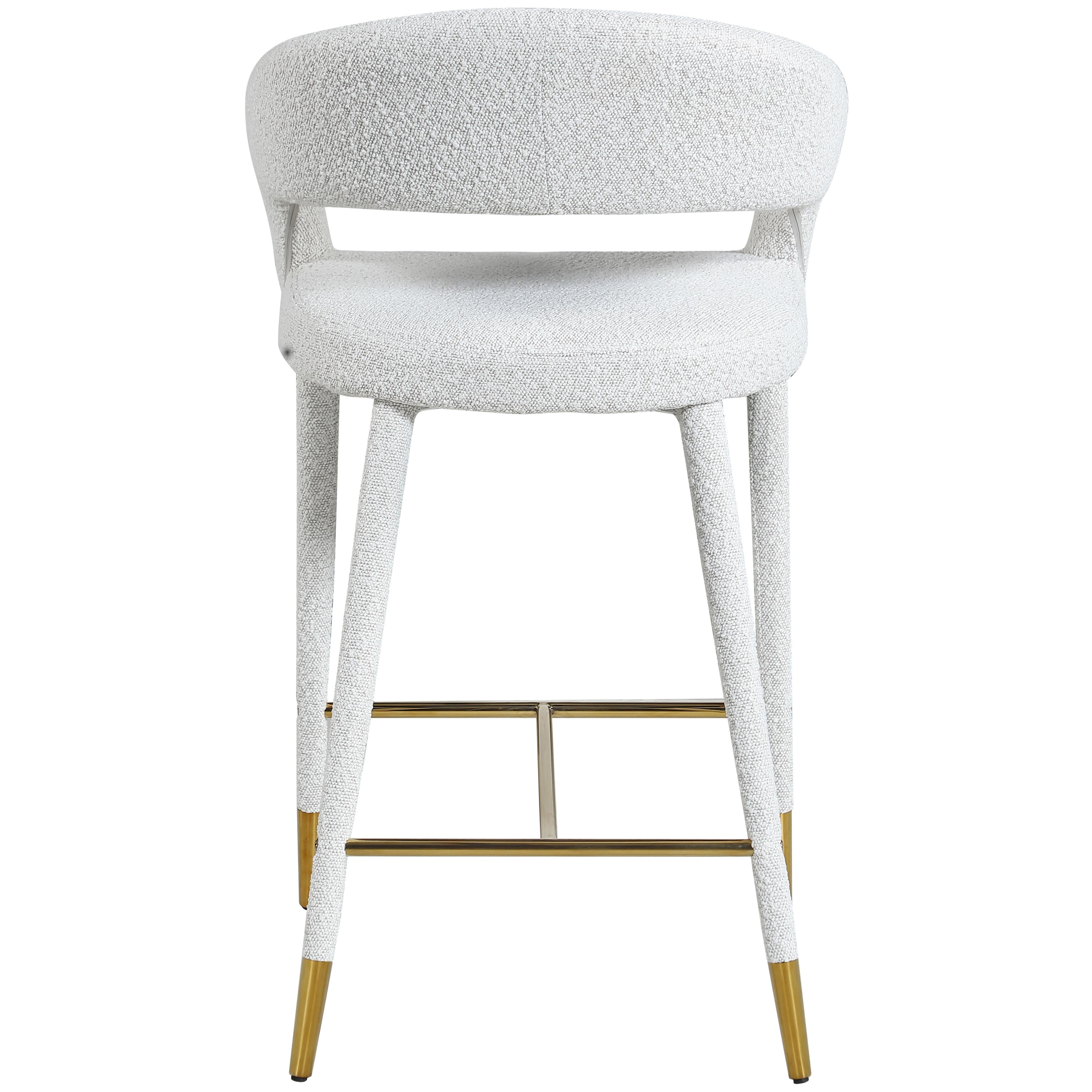 Meridian Destiny Cream Fabric Stool