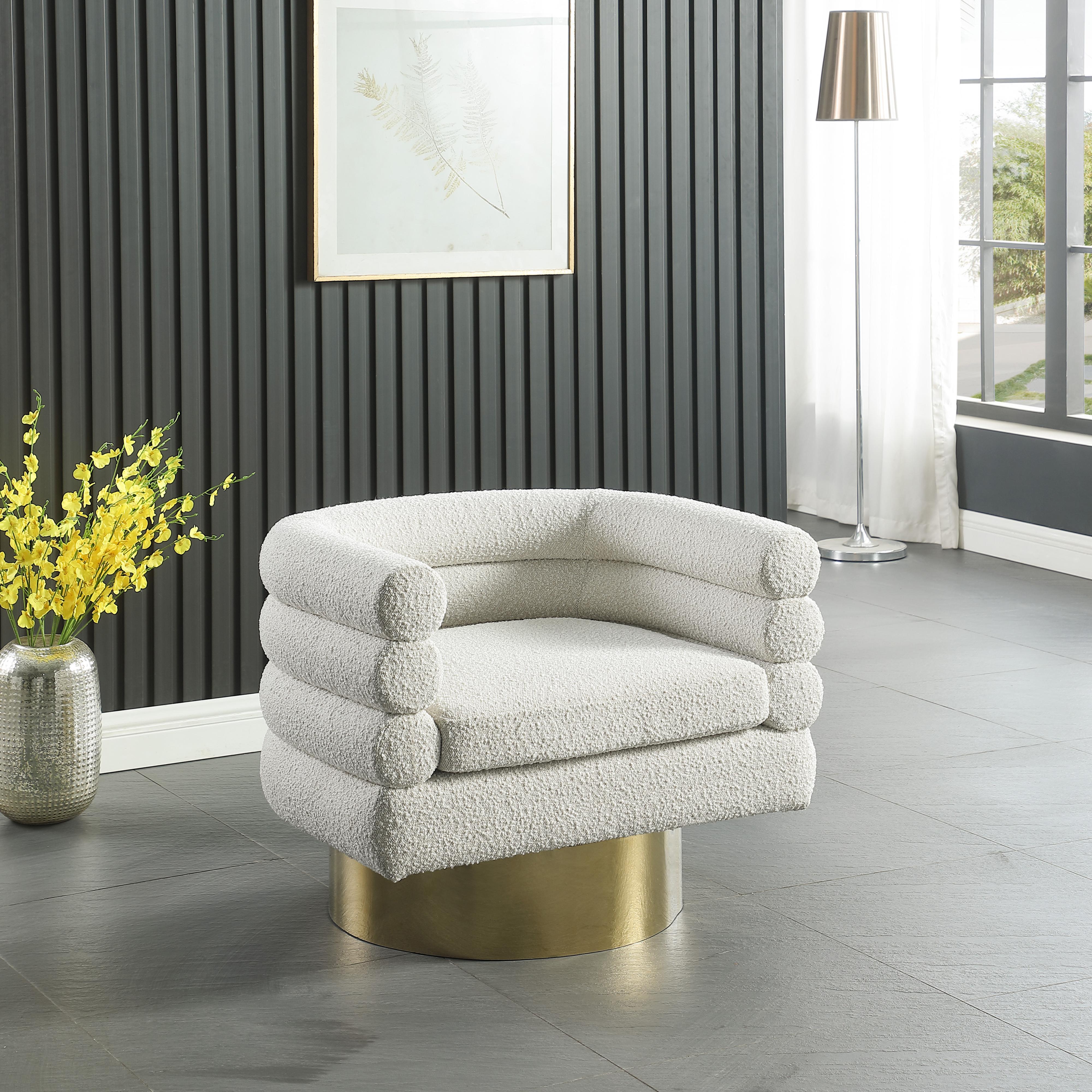 Meridian Tessa Cream Boucle Fabric Accent Chair