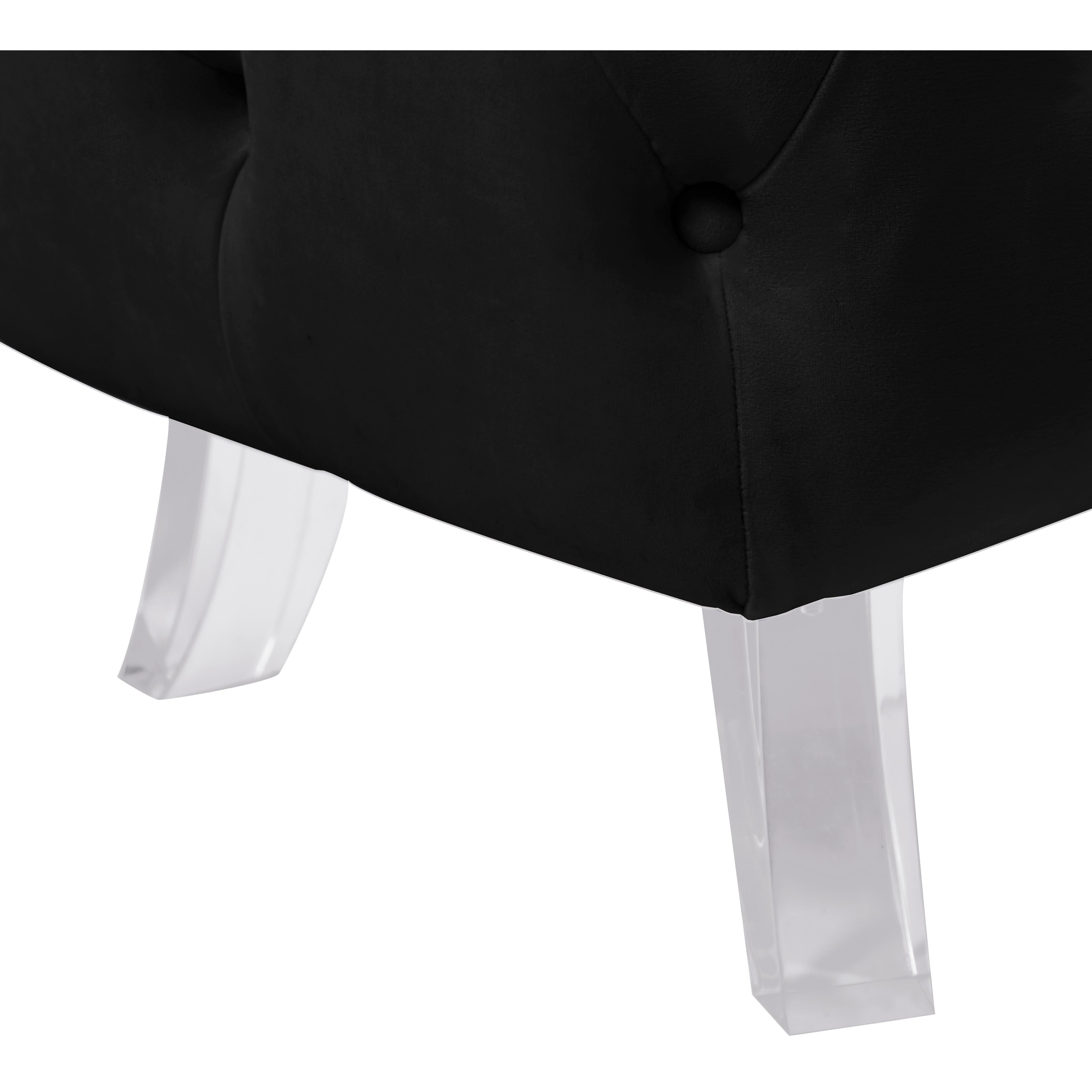 Meridian Crescent Black Velvet Ottoman