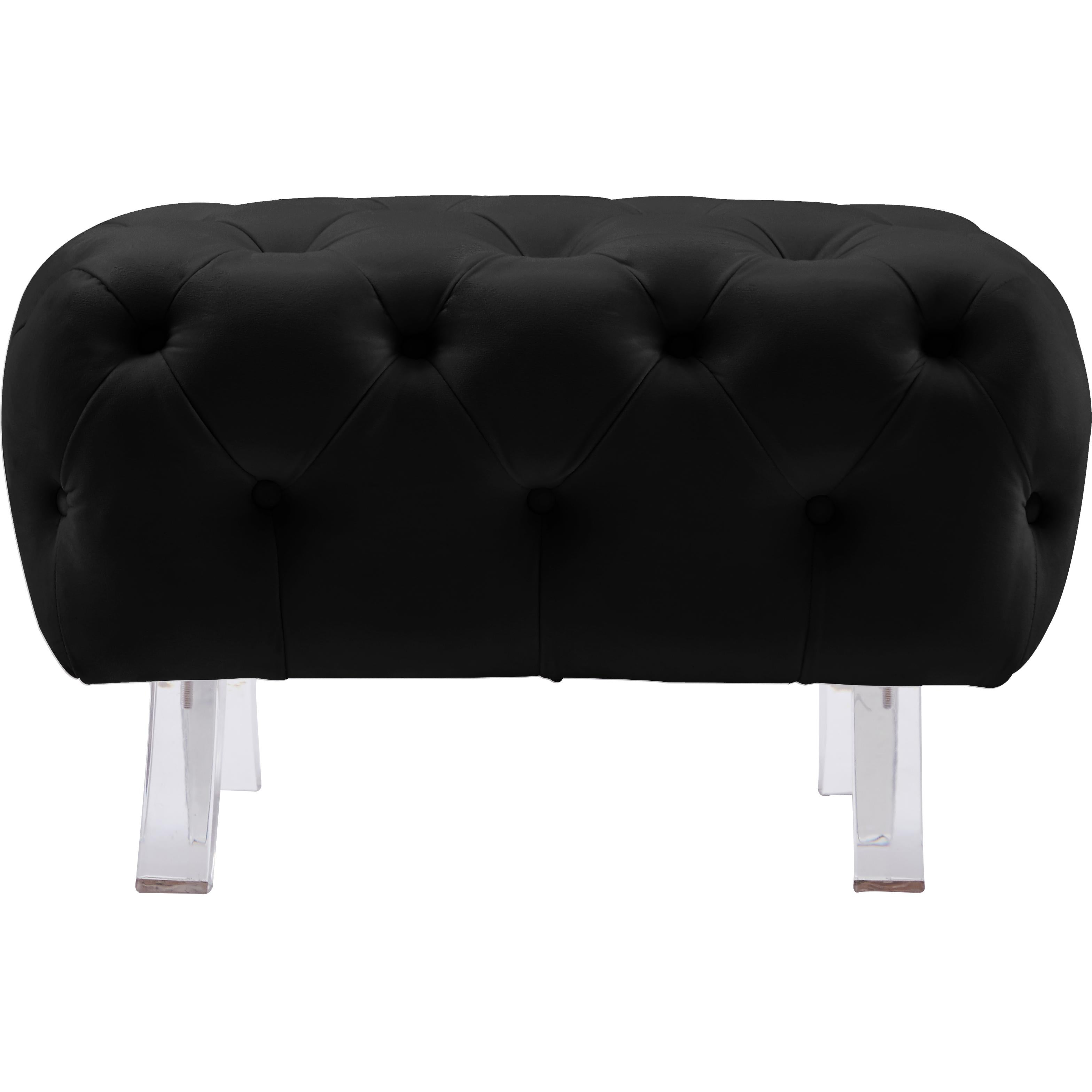 Meridian Crescent Black Velvet Ottoman