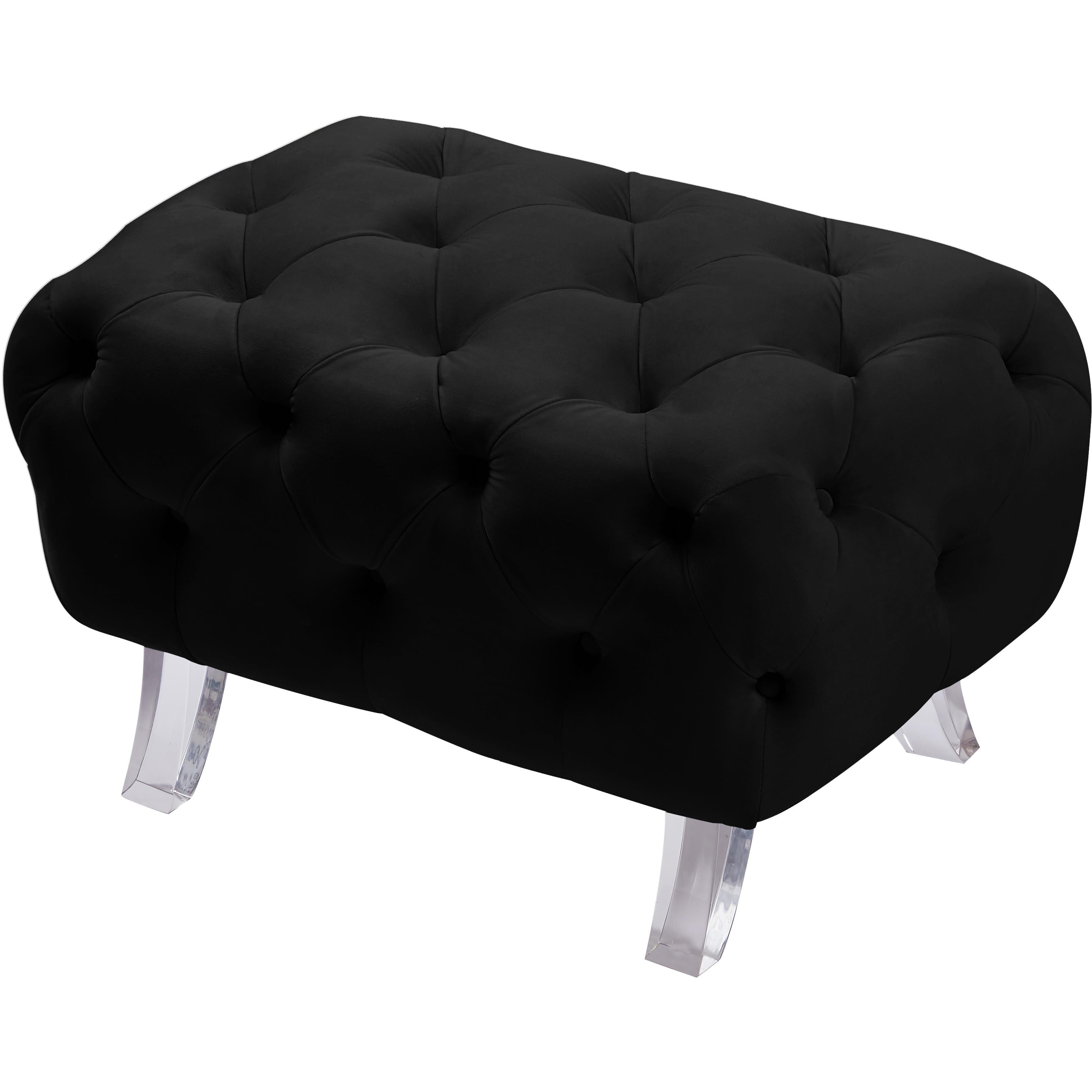 Meridian Crescent Black Velvet Ottoman