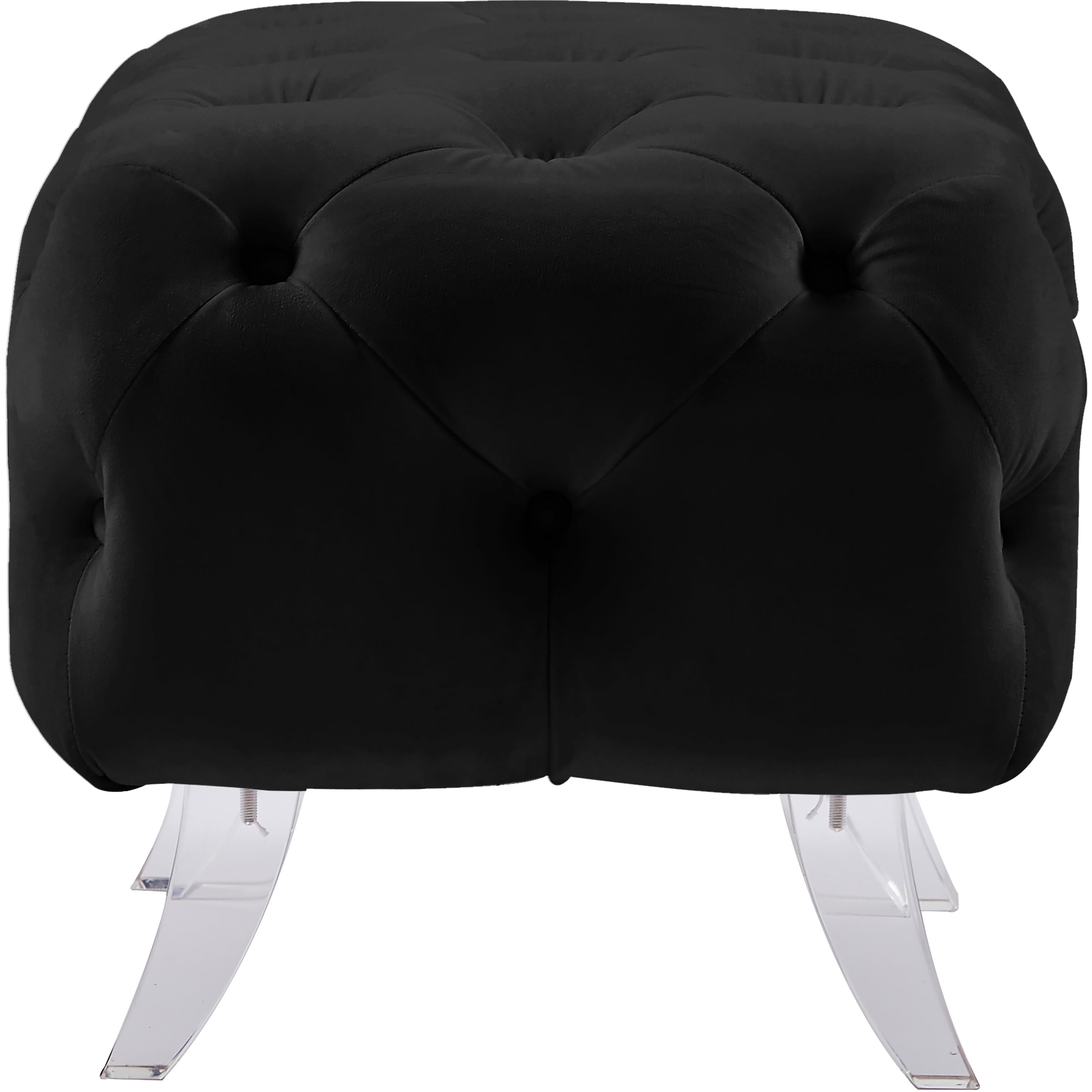 Meridian Crescent Black Velvet Ottoman