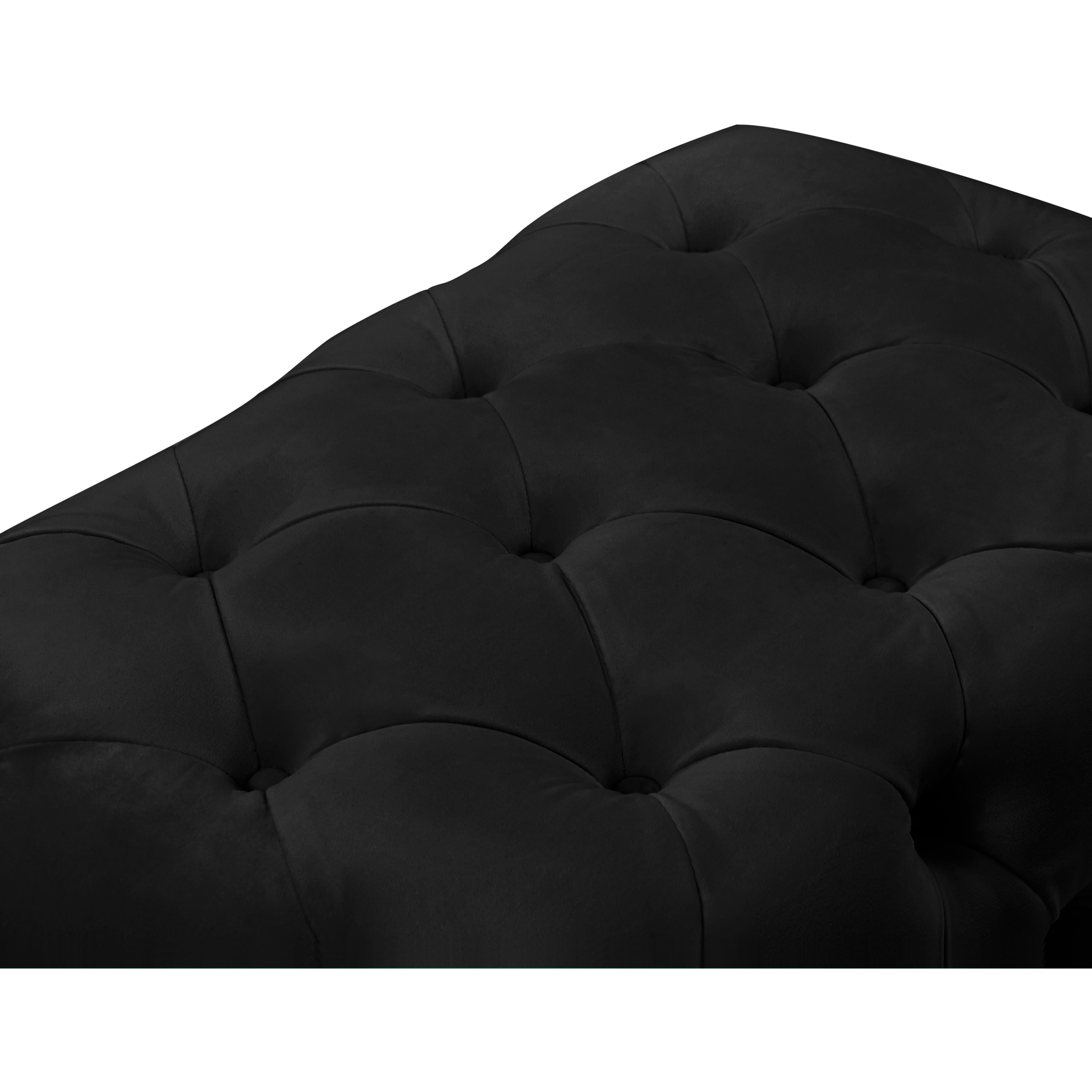 Meridian Crescent Black Velvet Ottoman