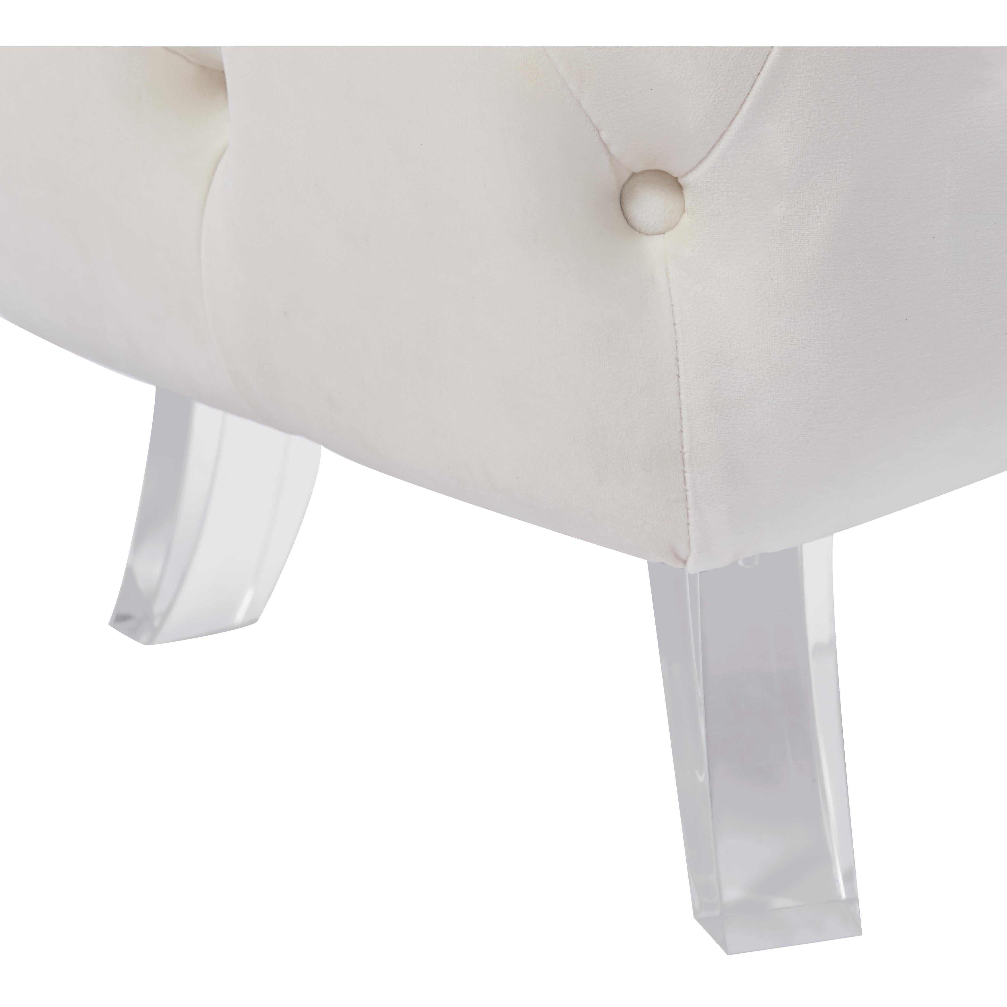 Meridian Crescent Cream Velvet Ottoman