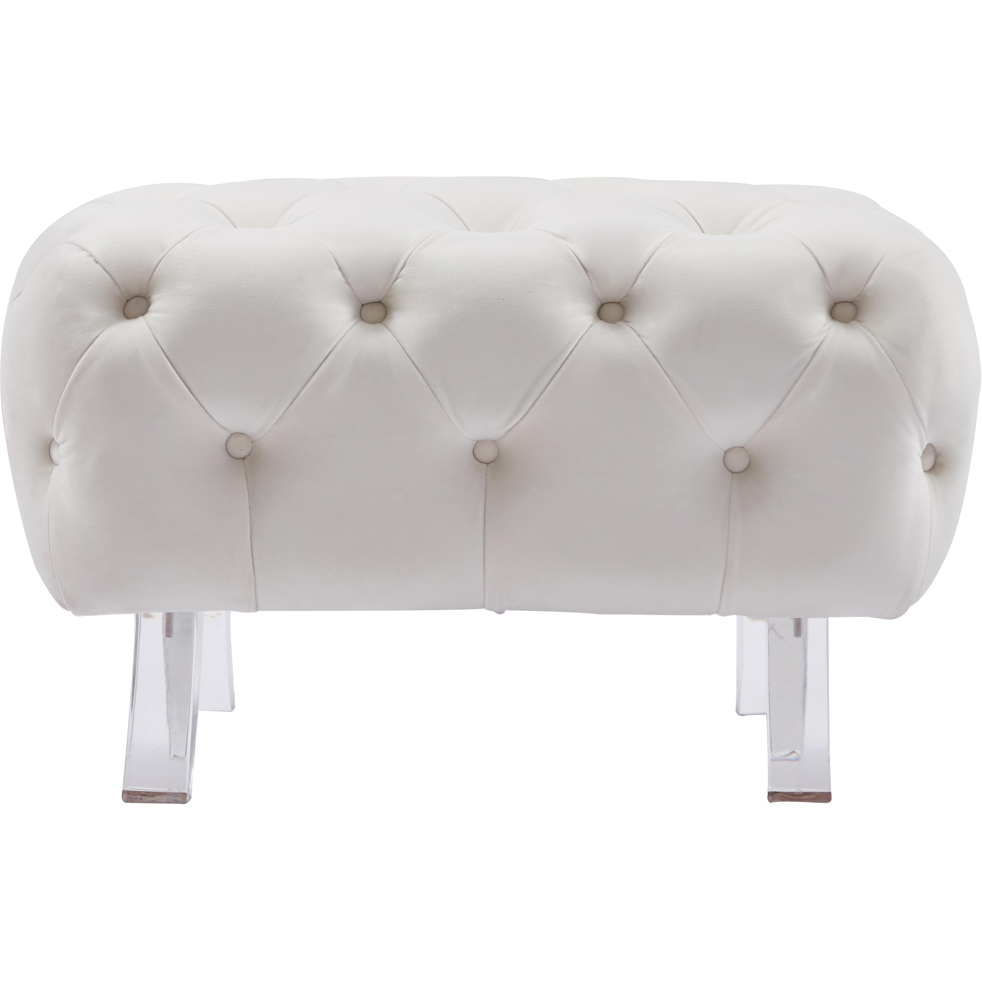 Meridian Crescent Cream Velvet Ottoman