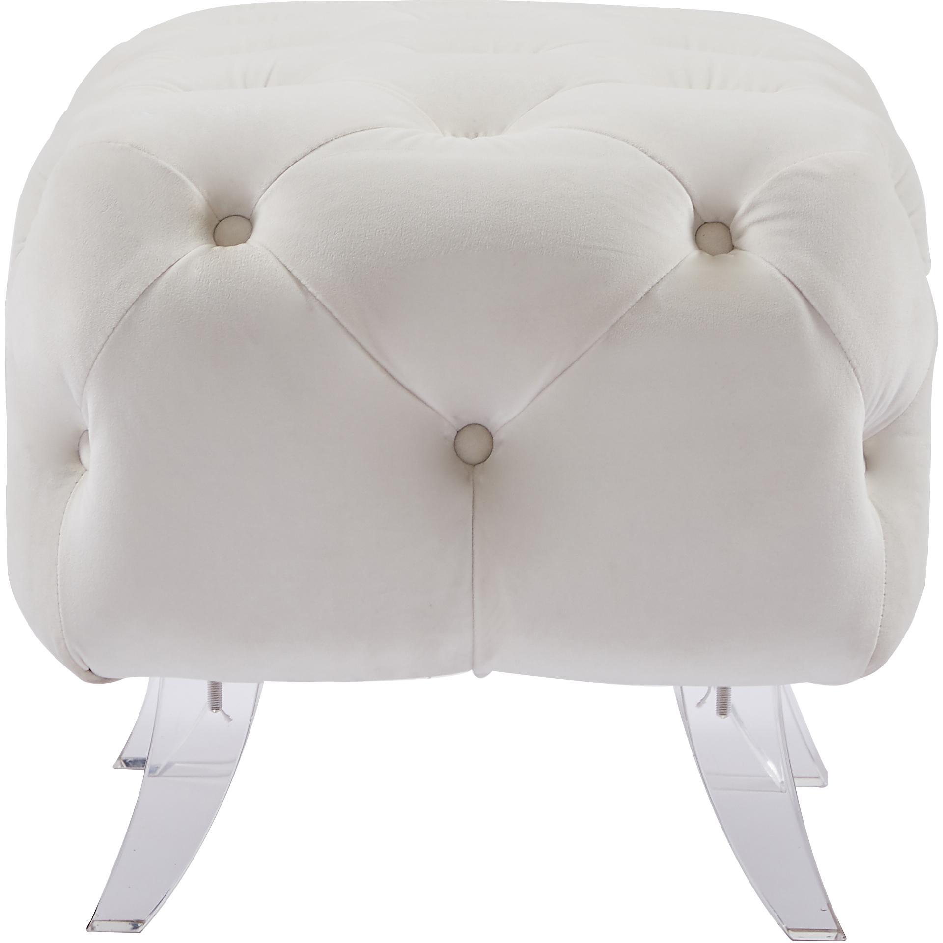 Meridian Crescent Cream Velvet Ottoman