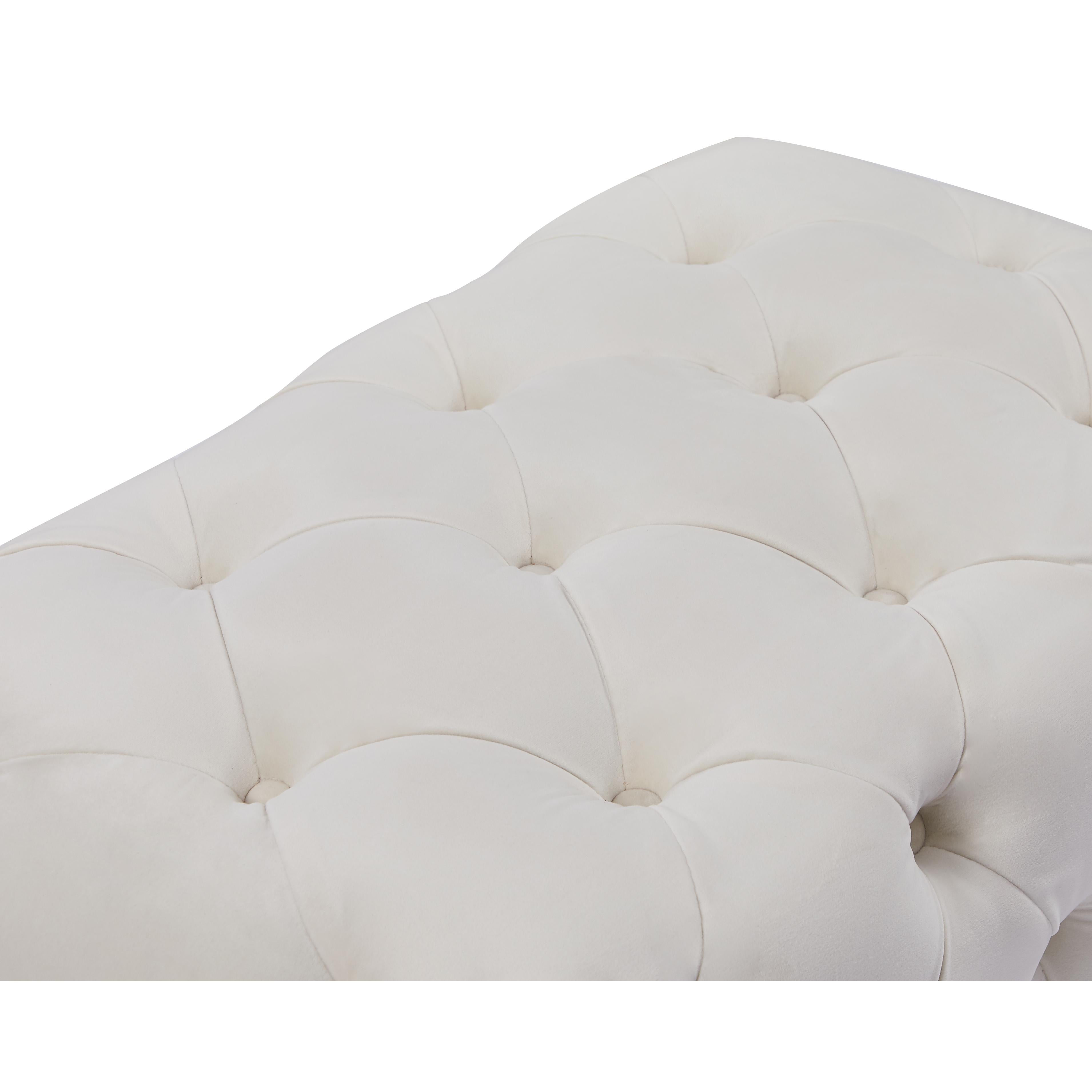 Meridian Crescent Cream Velvet Ottoman