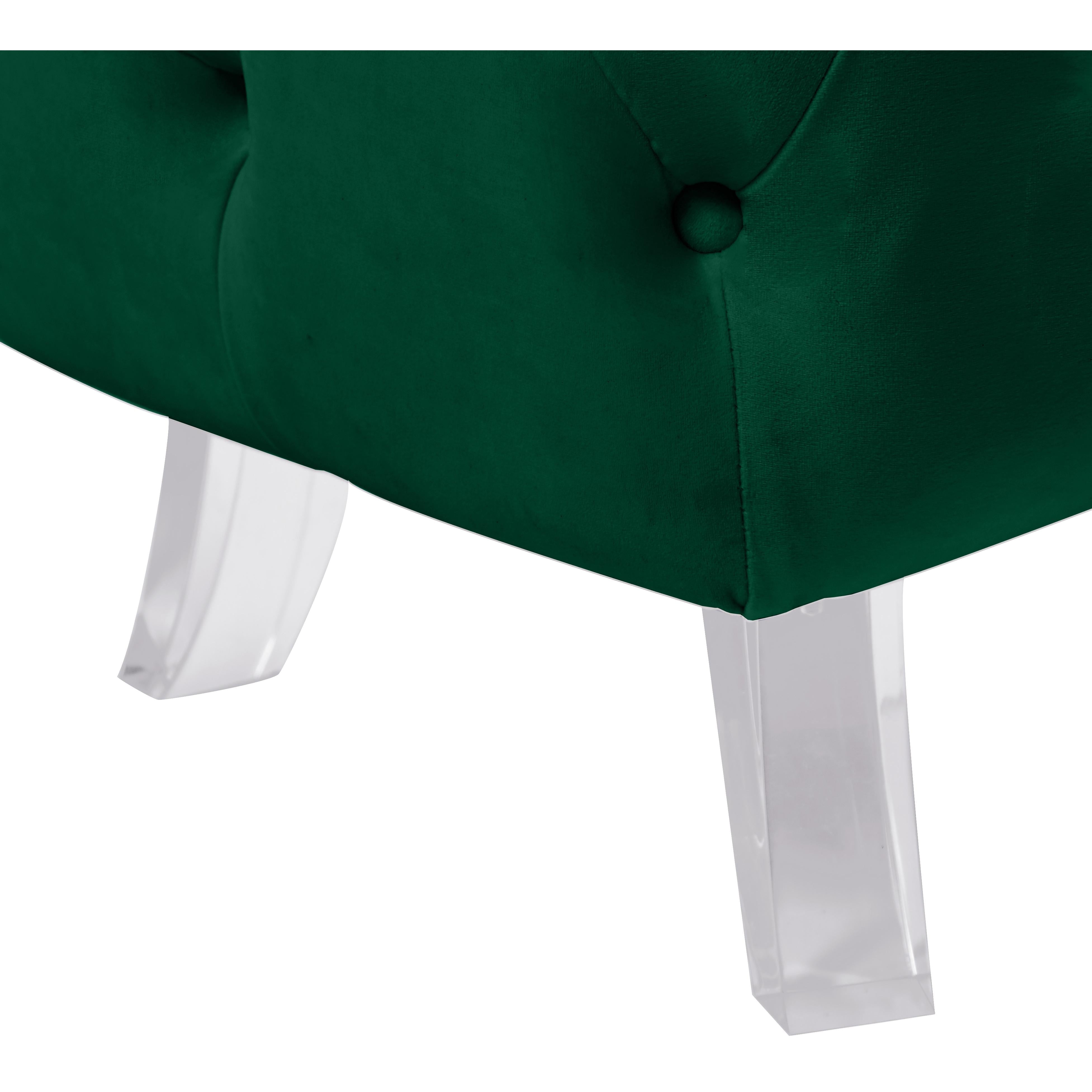 Meridian Crescent Green Velvet Ottoman