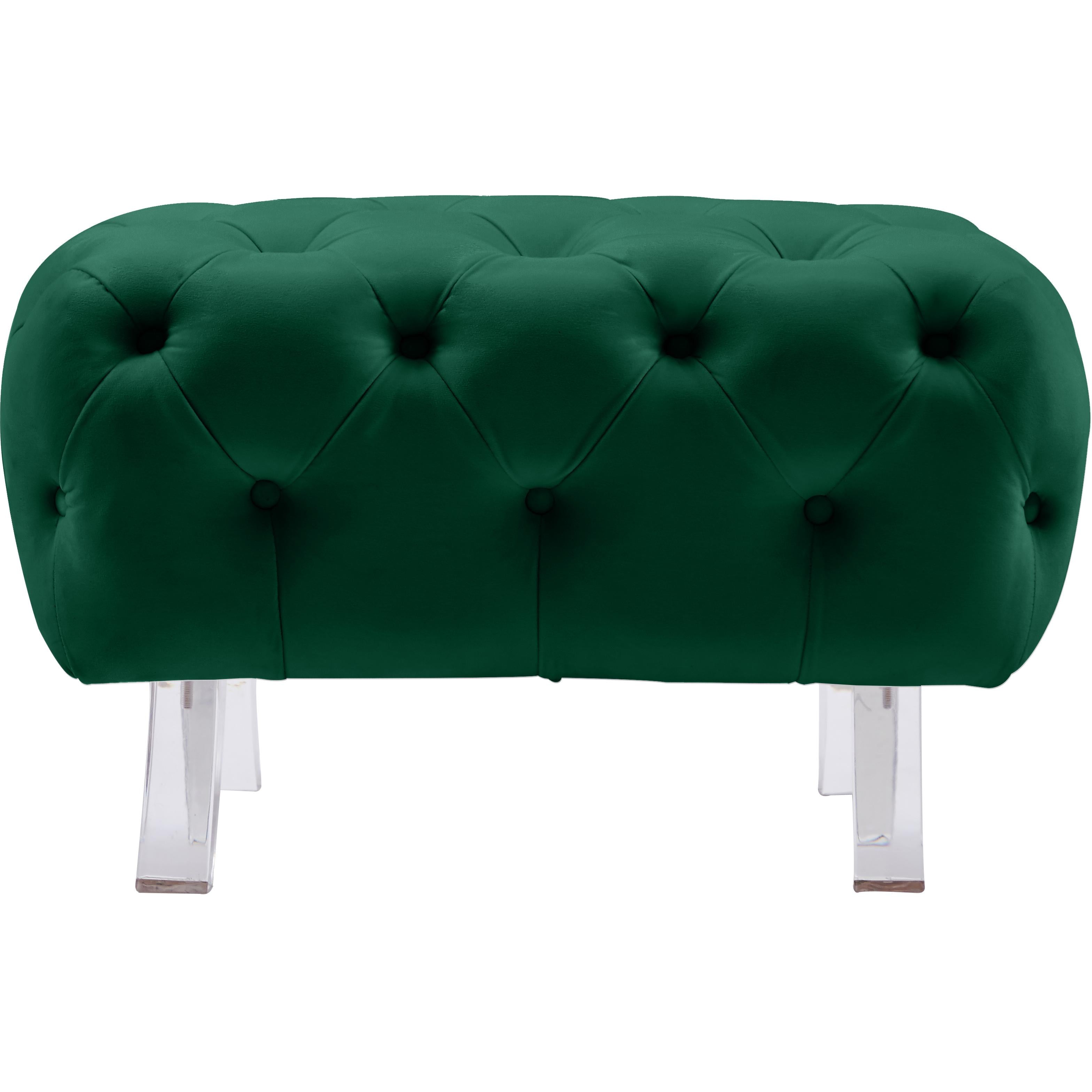 Meridian Crescent Green Velvet Ottoman