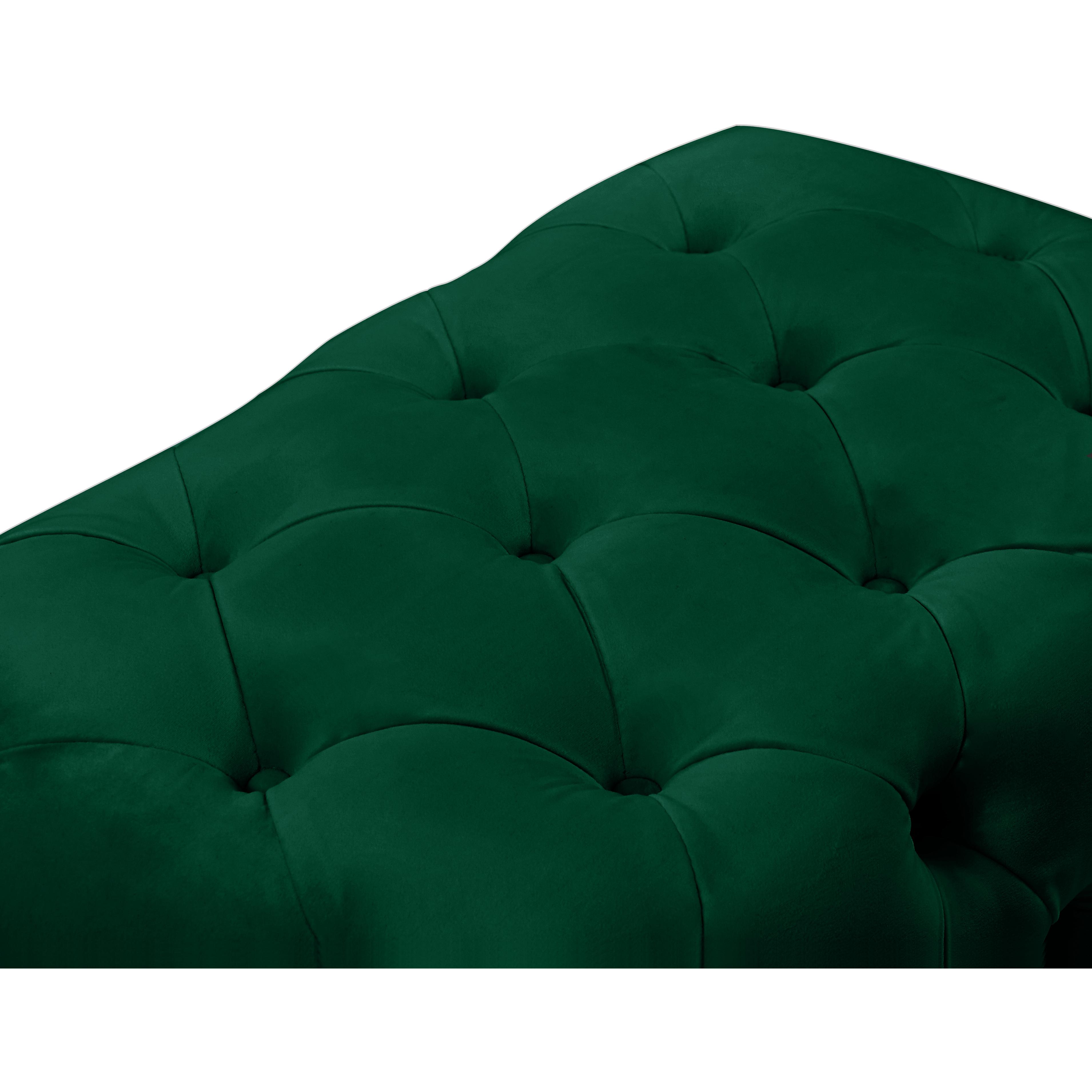 Meridian Crescent Green Velvet Ottoman