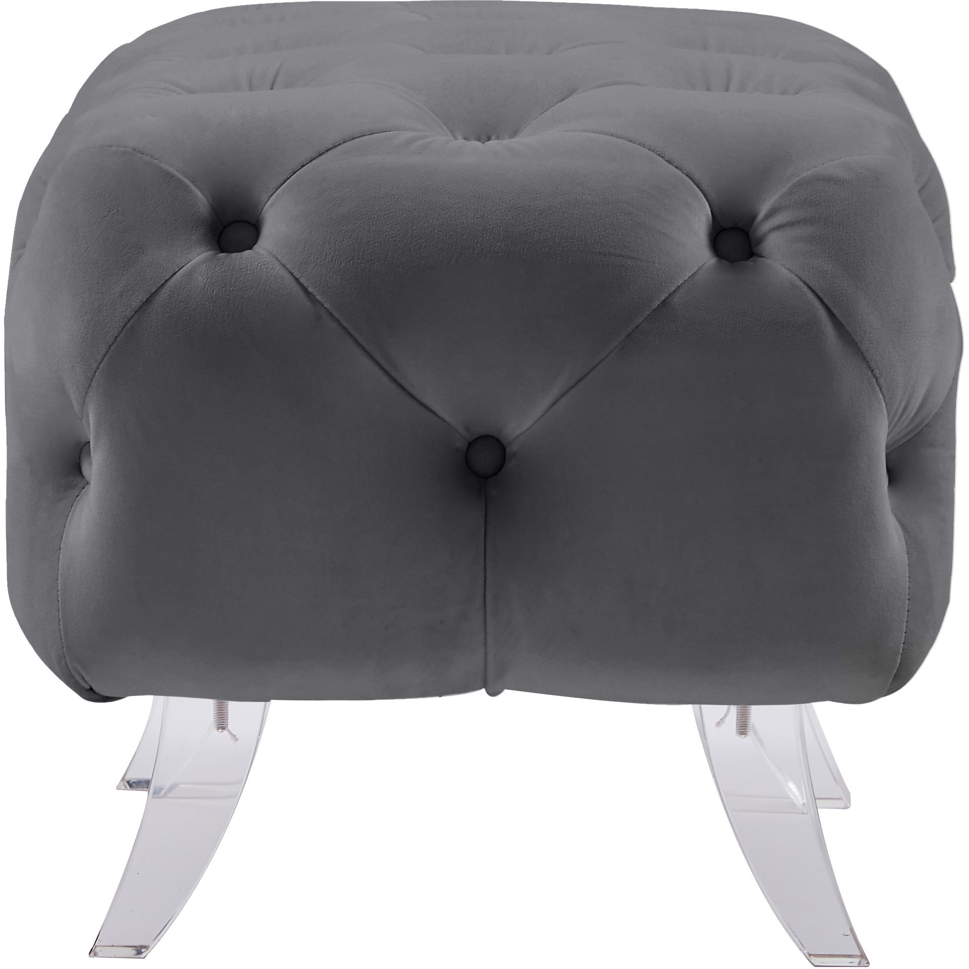Meridian Crescent Grey Velvet Ottoman