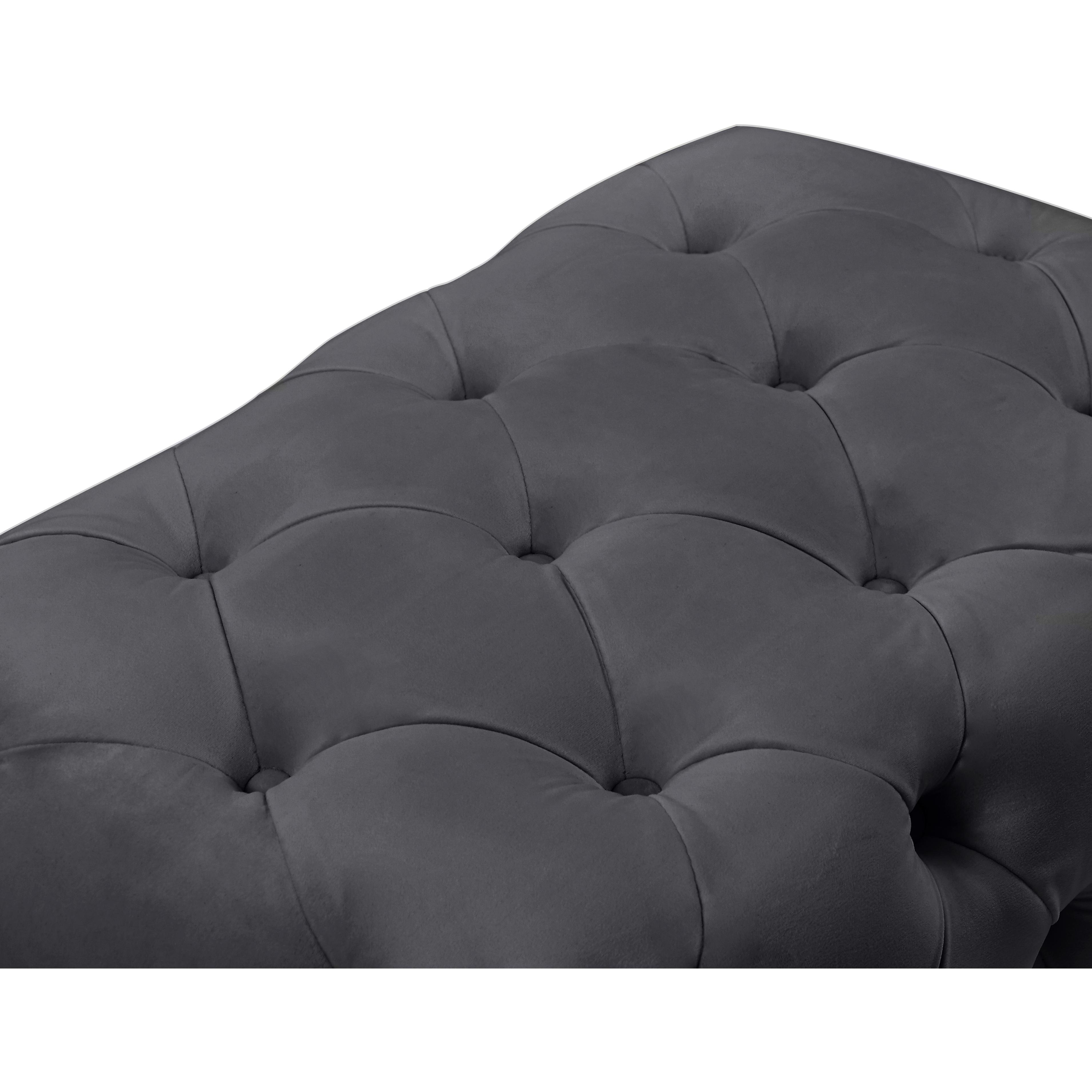Meridian Crescent Grey Velvet Ottoman
