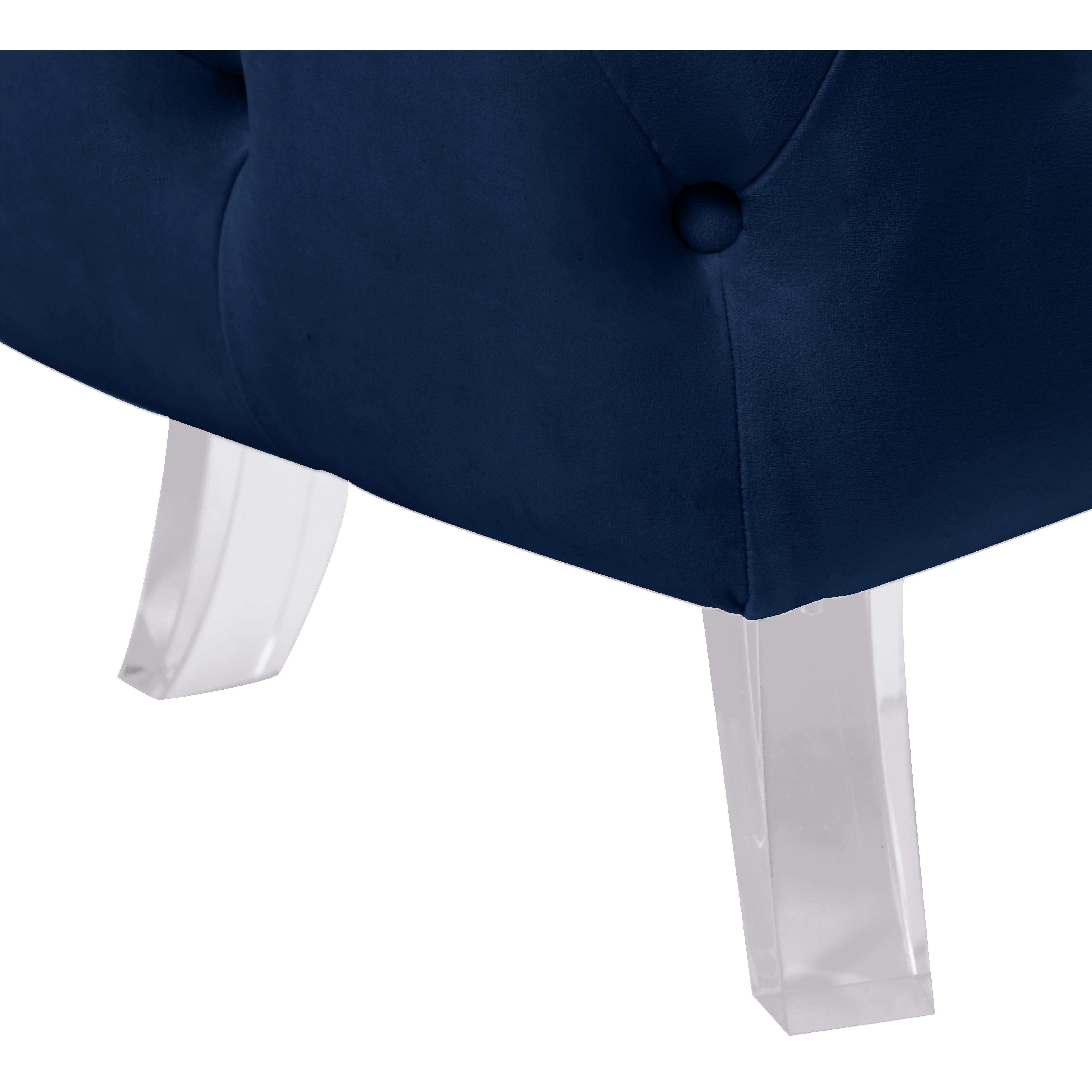 Meridian Crescent Navy Velvet Ottoman