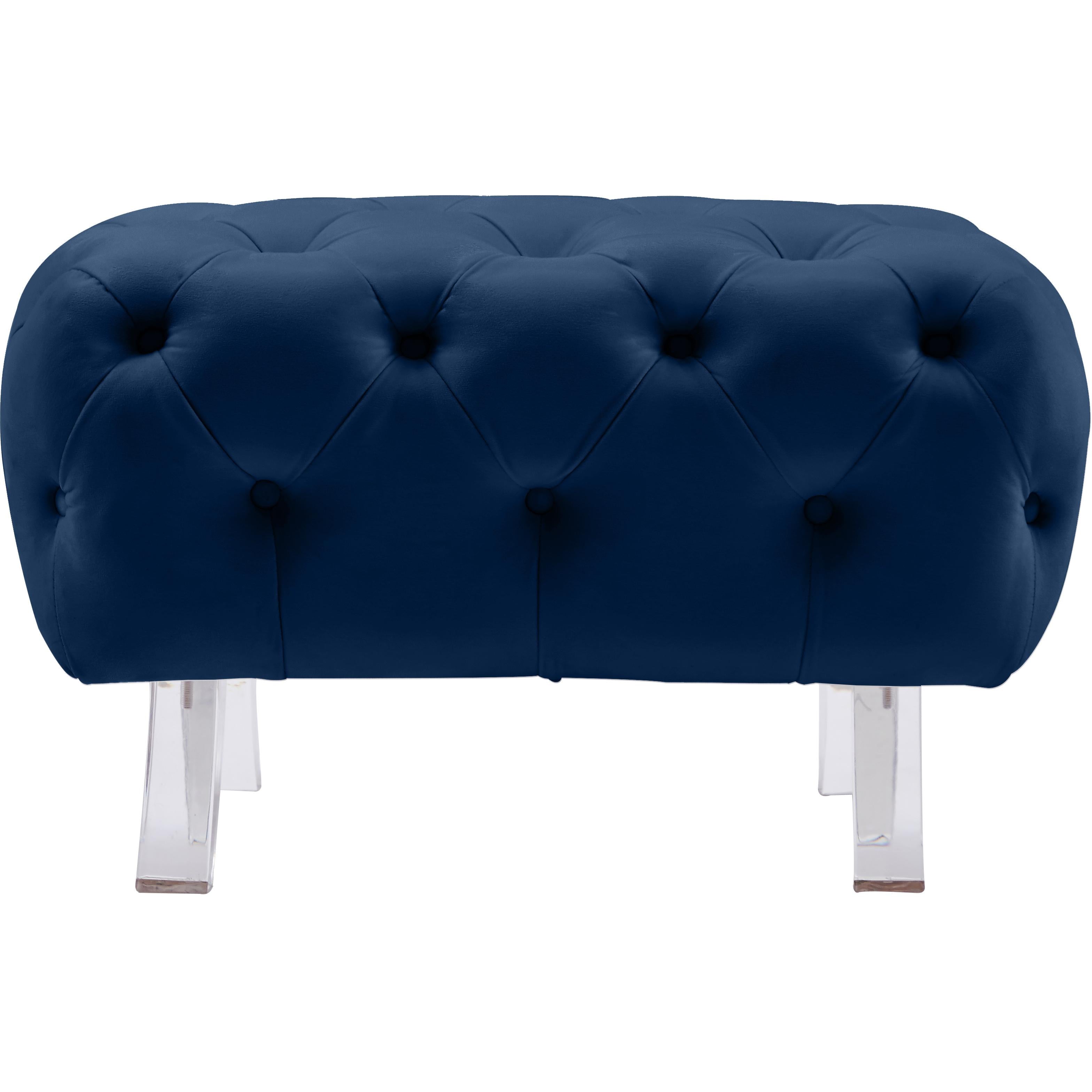 Meridian Crescent Navy Velvet Ottoman