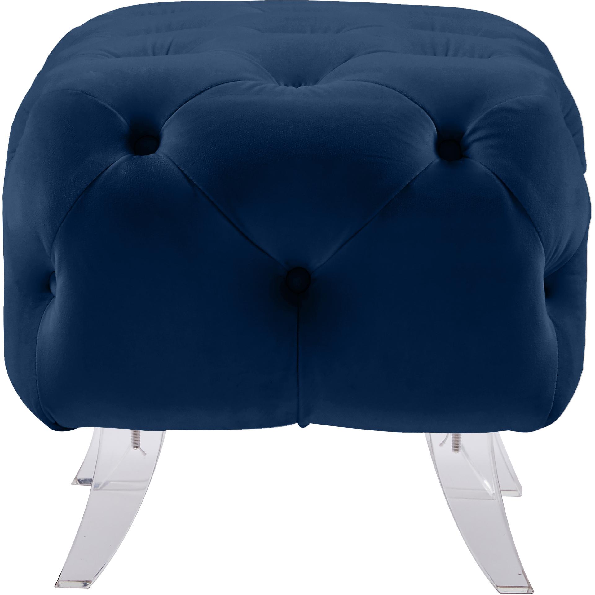 Meridian Crescent Navy Velvet Ottoman