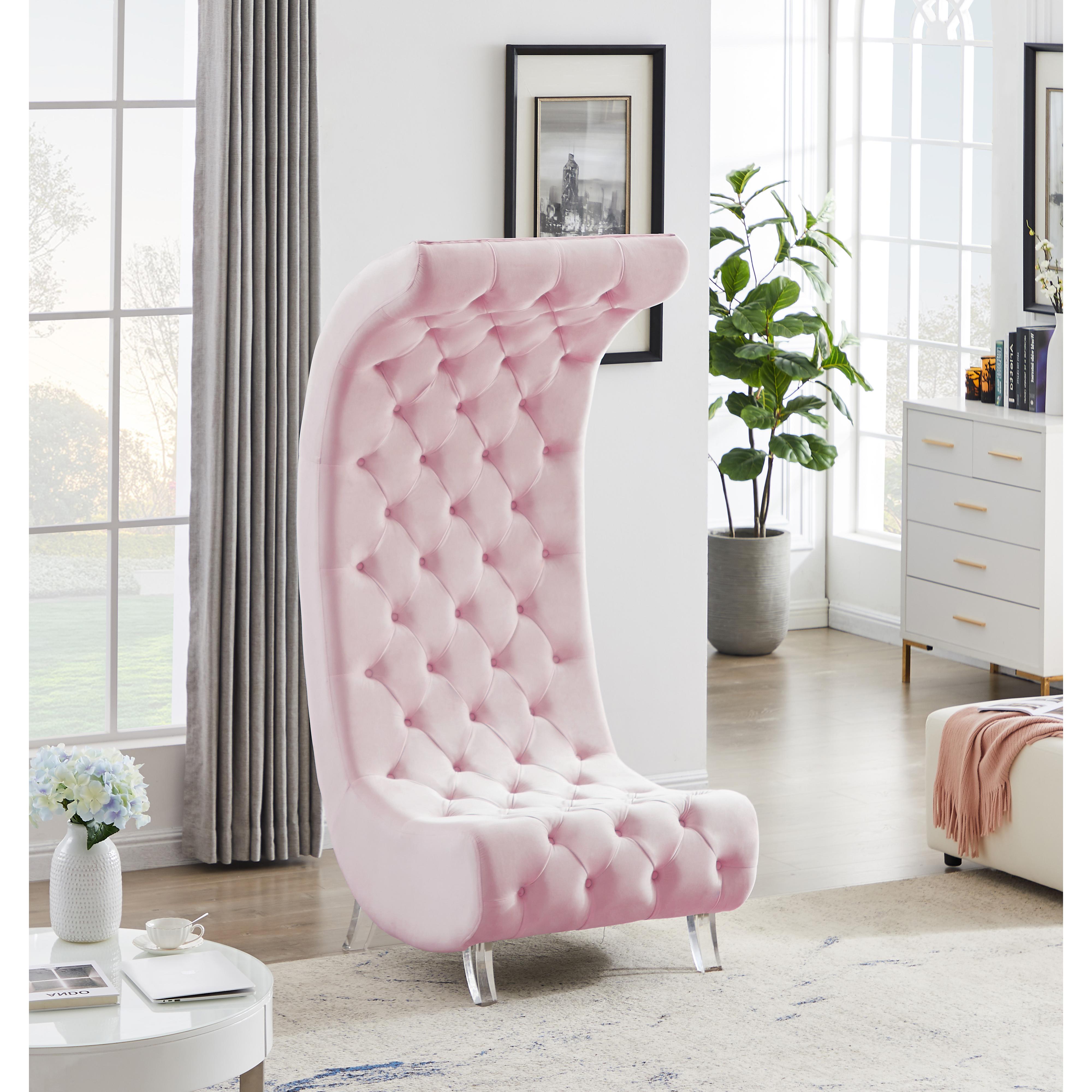 Meridian Crescent Pink Velvet Accent Chair