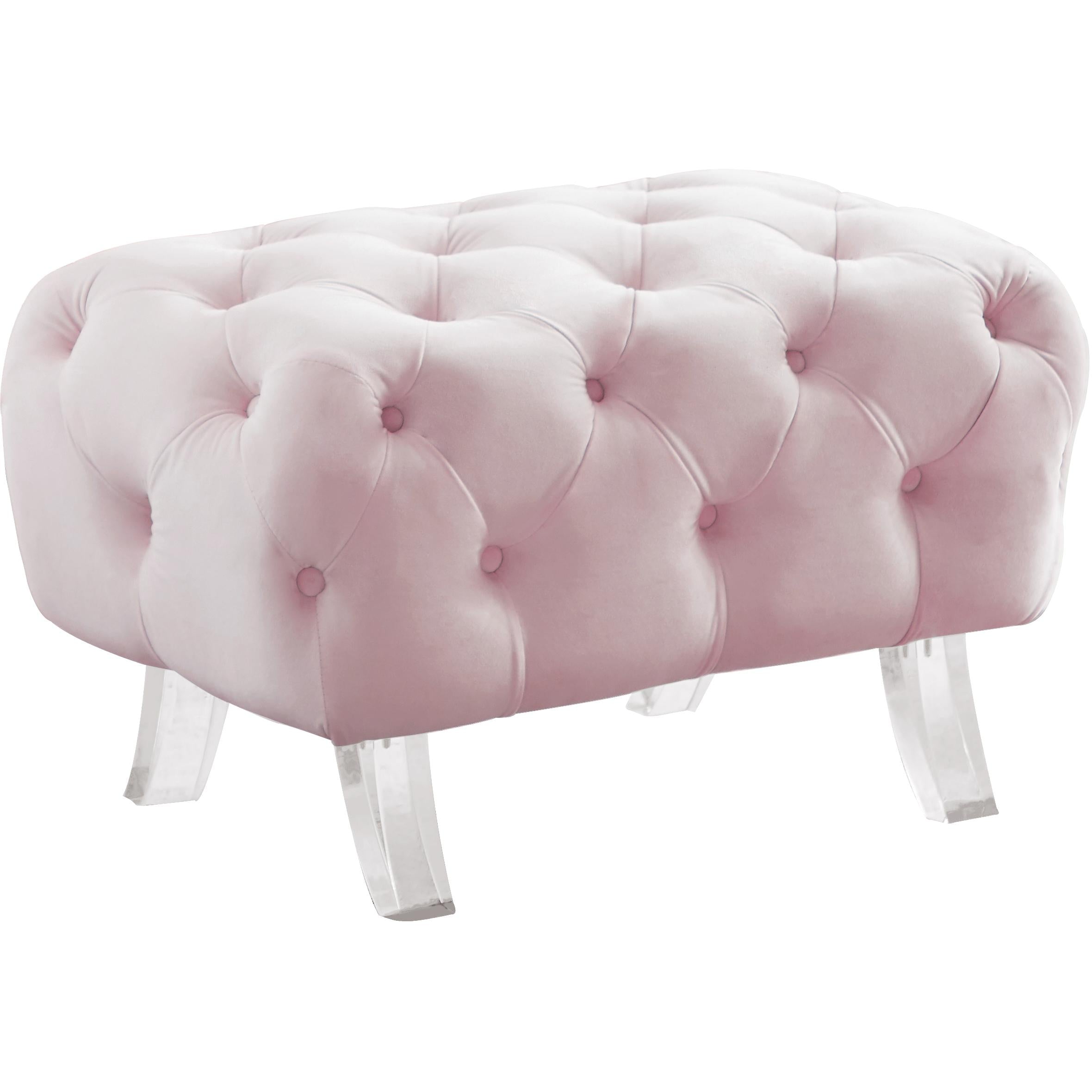 Meridian Crescent Pink Velvet Ottoman