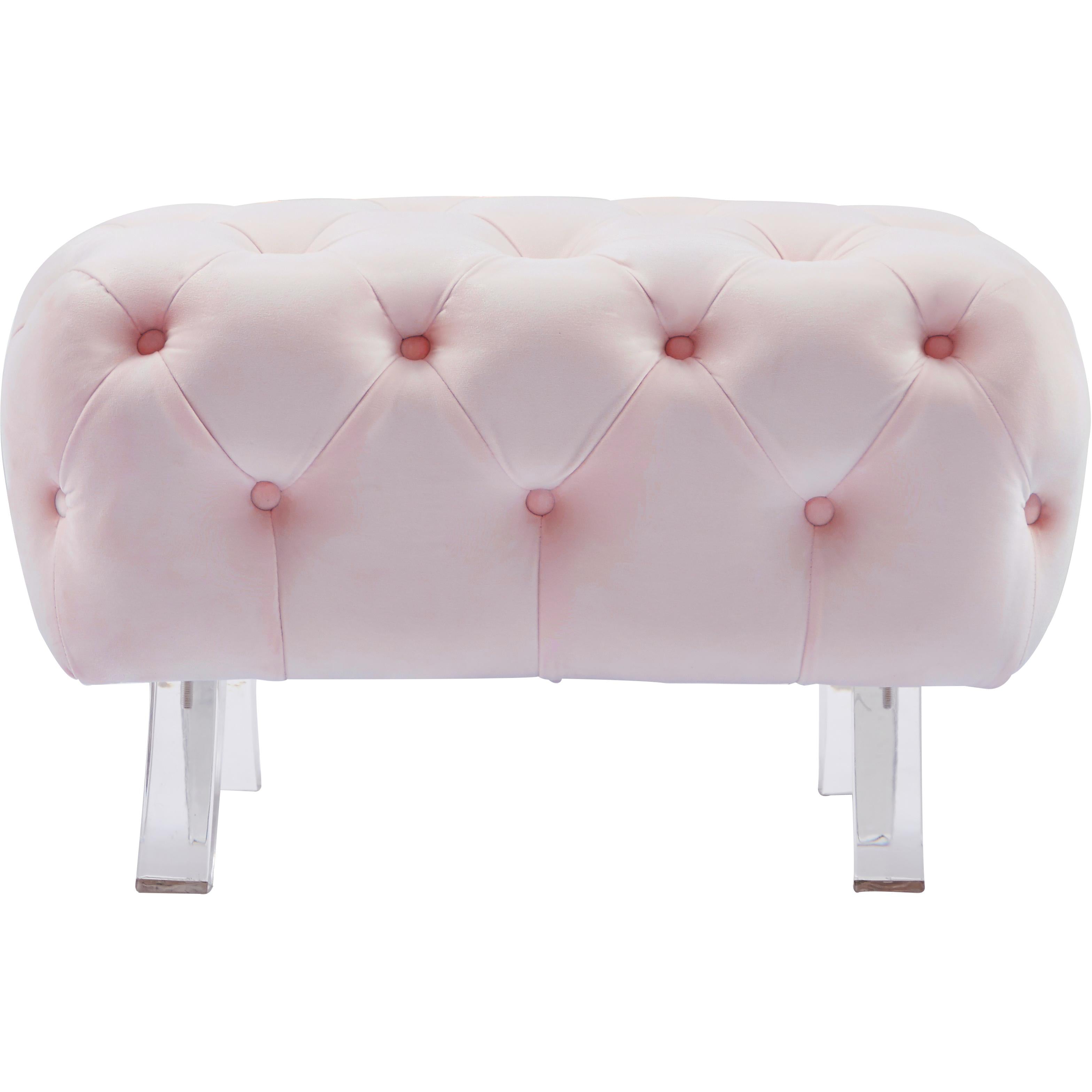 Meridian Crescent Pink Velvet Ottoman