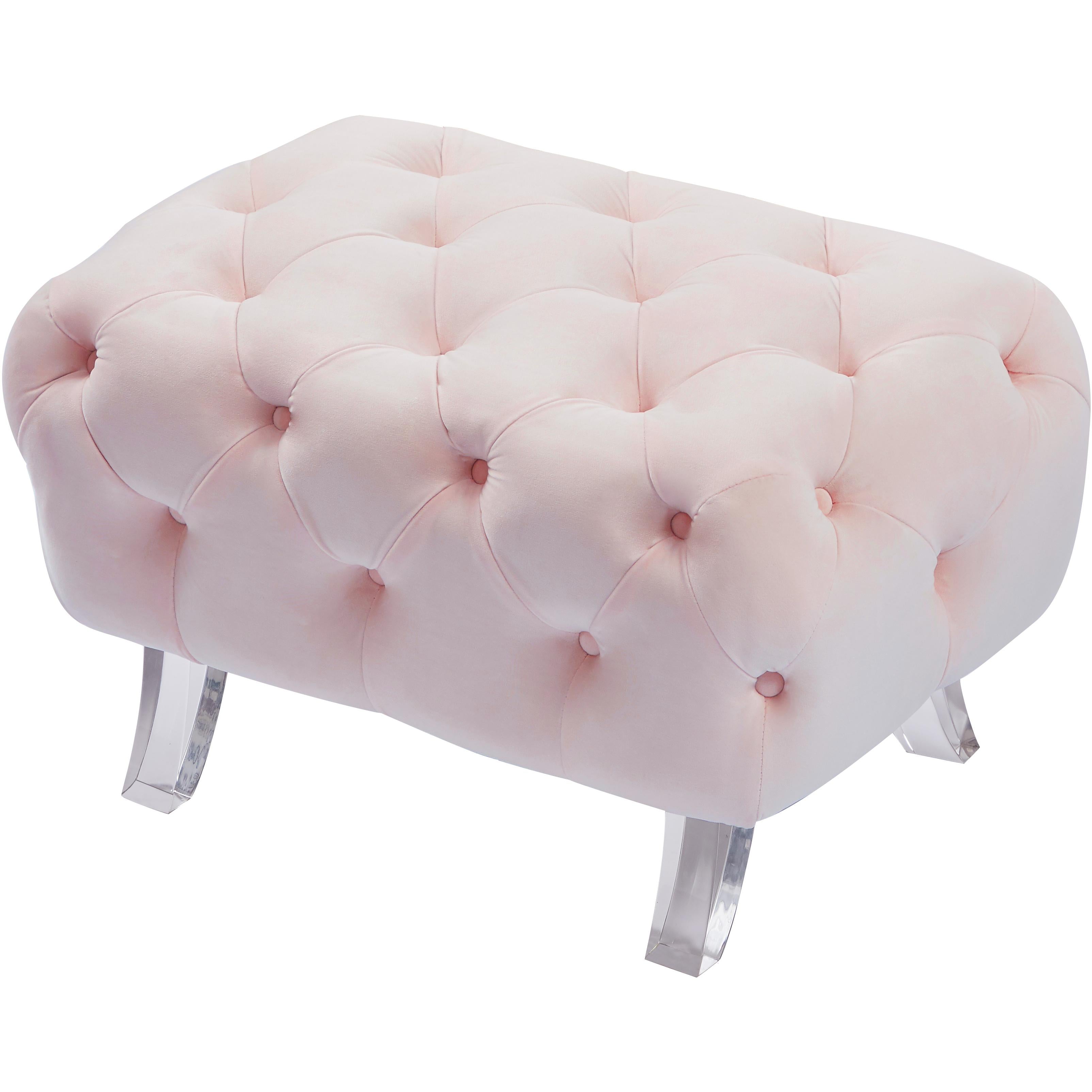 Meridian Crescent Pink Velvet Ottoman