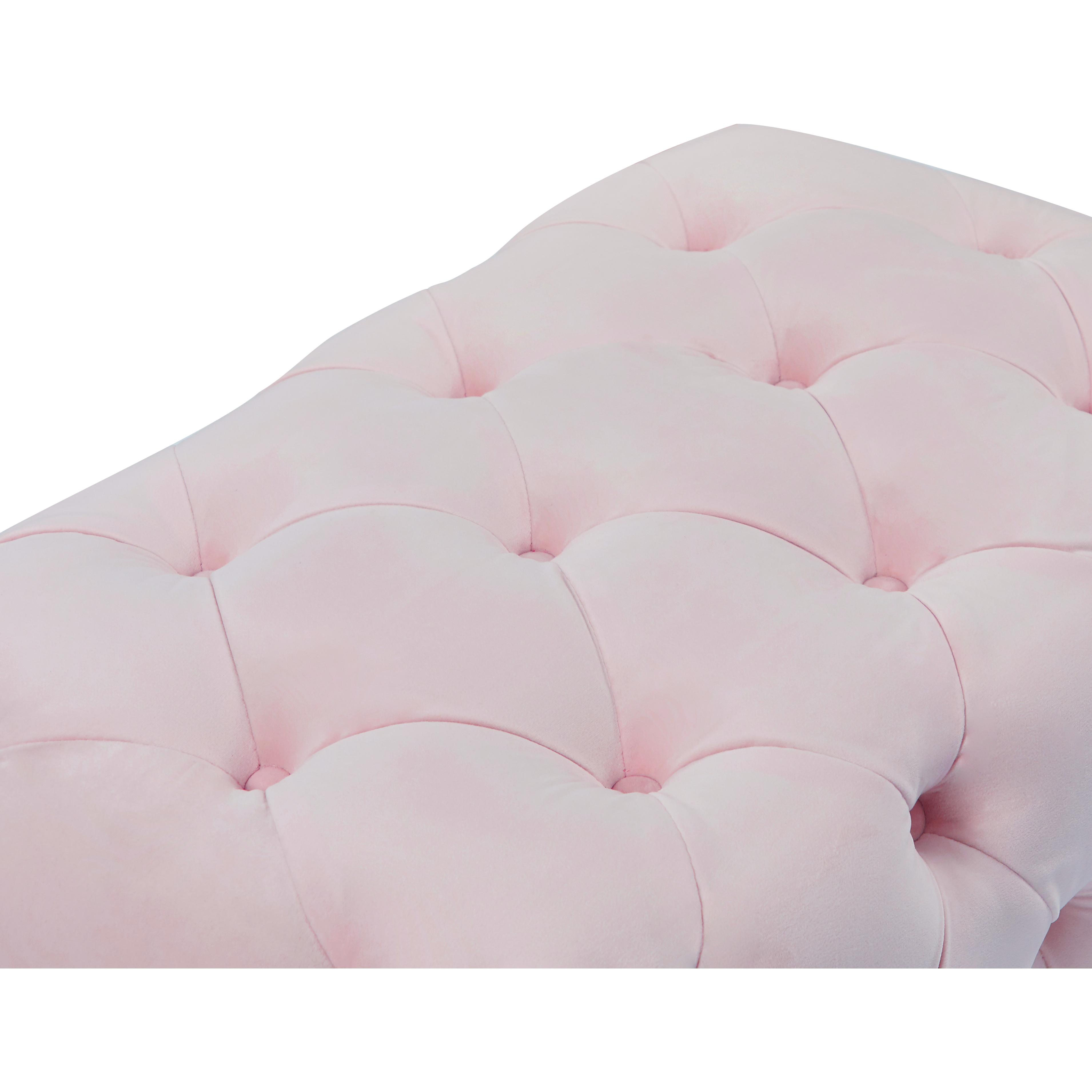Meridian Crescent Pink Velvet Ottoman