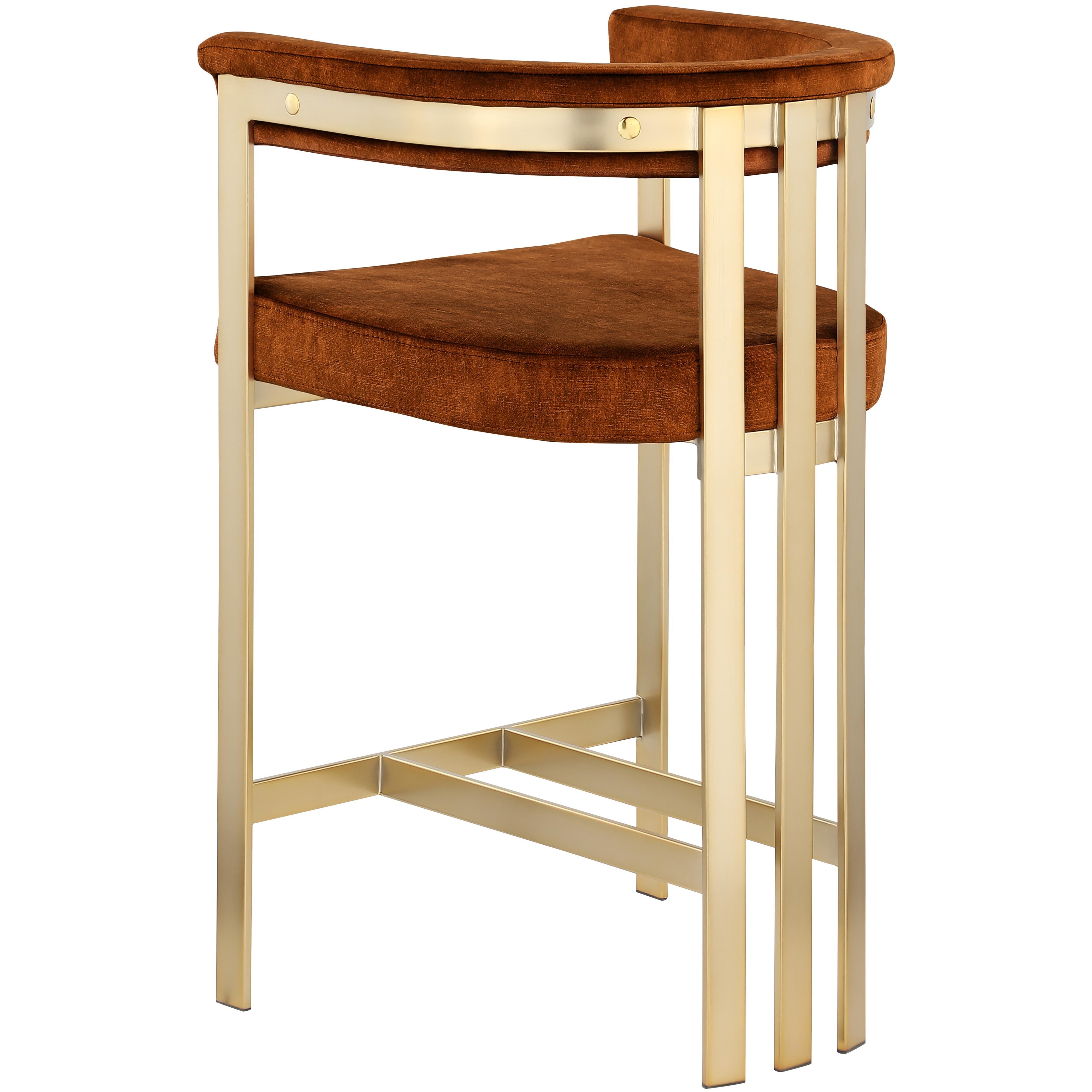 Meridian Marcello Cognac Velvet Counter Stool