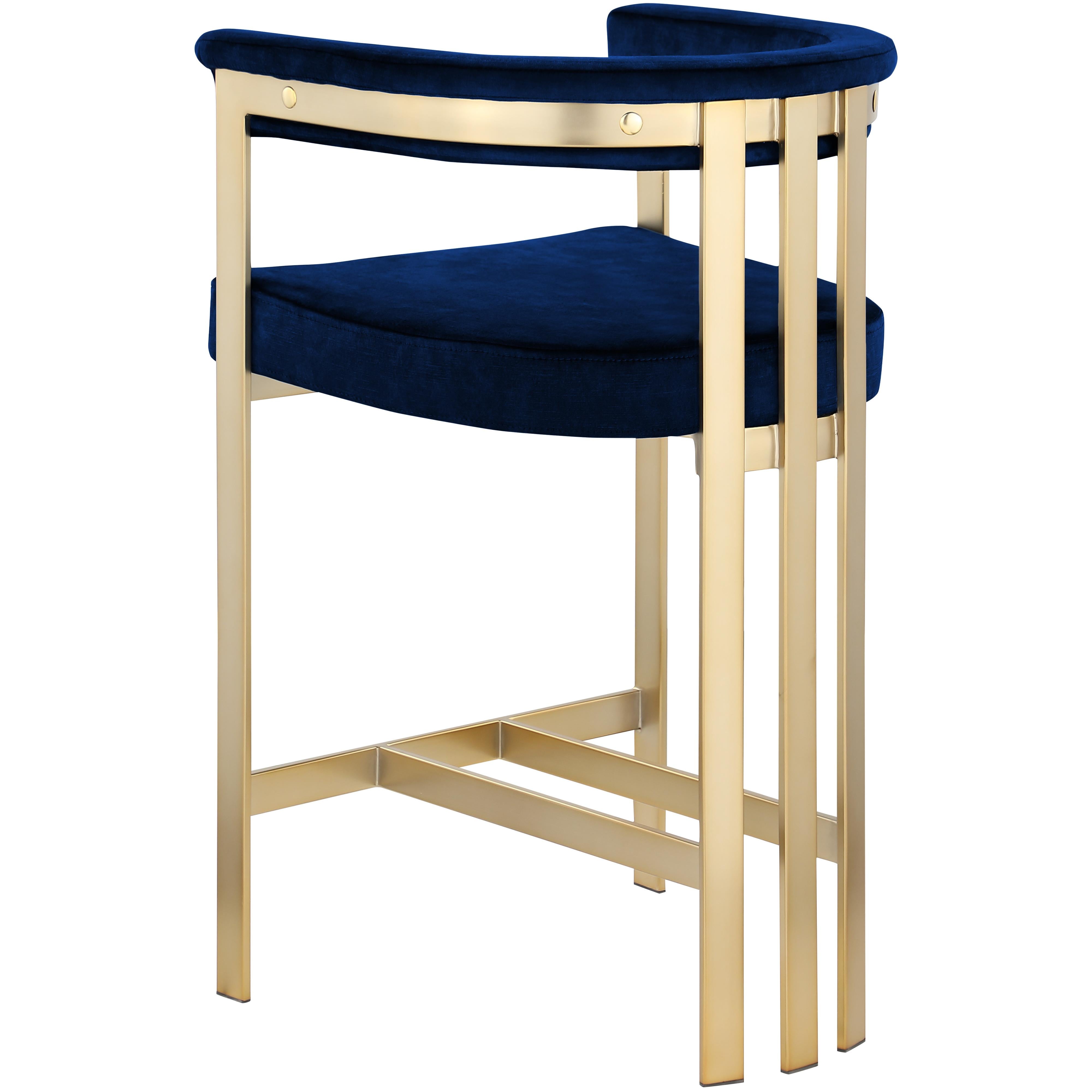 Meridian Marcello Navy Velvet Counter Stool