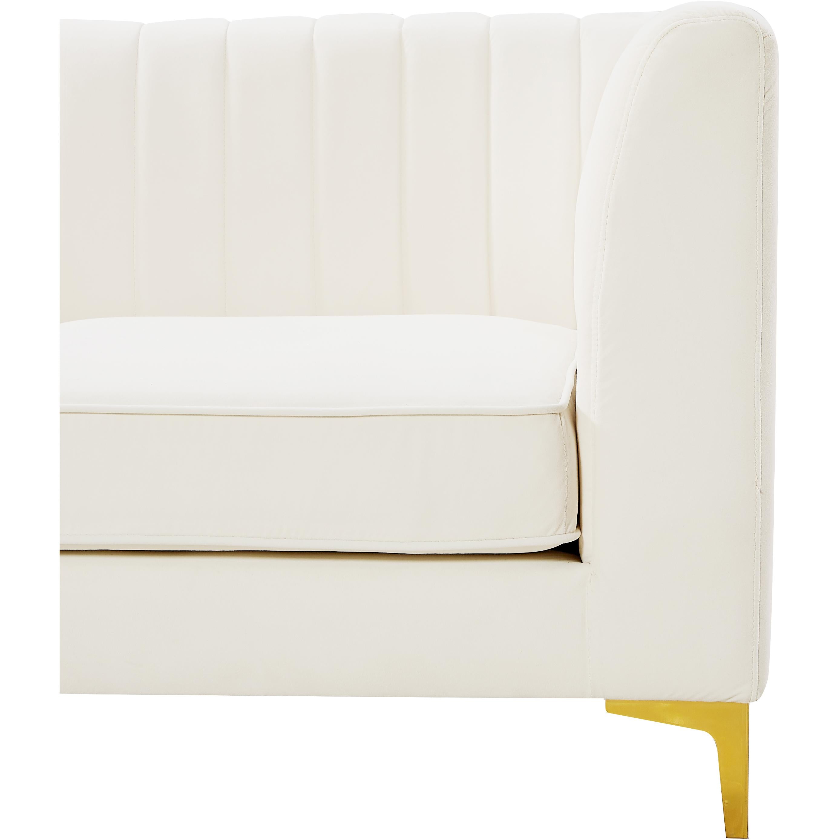 Meridian Alina Cream Velvet Corner Chair