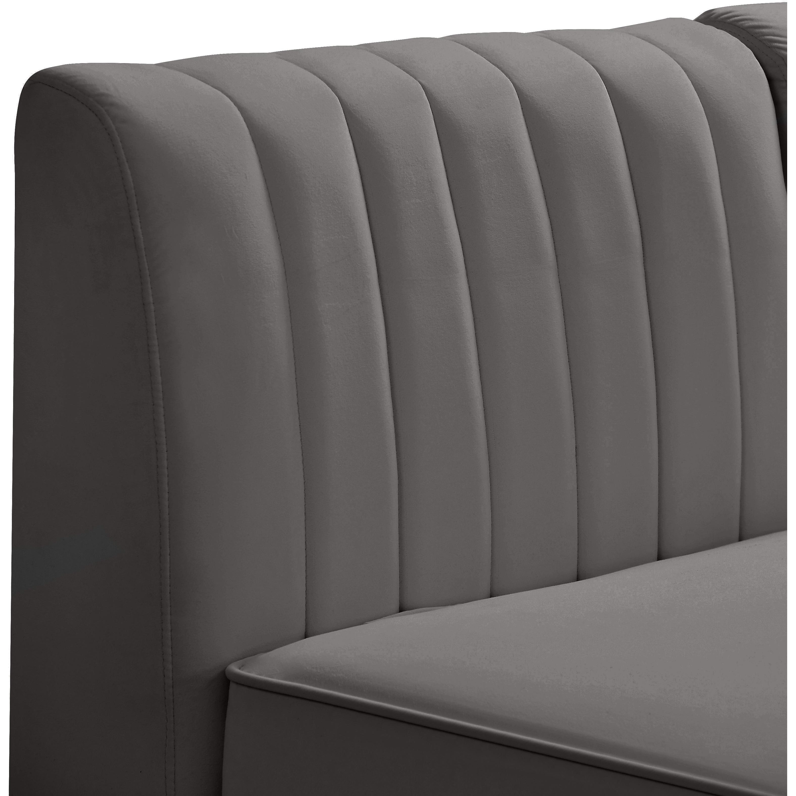 Meridian Alina Grey Velvet Armless Chair