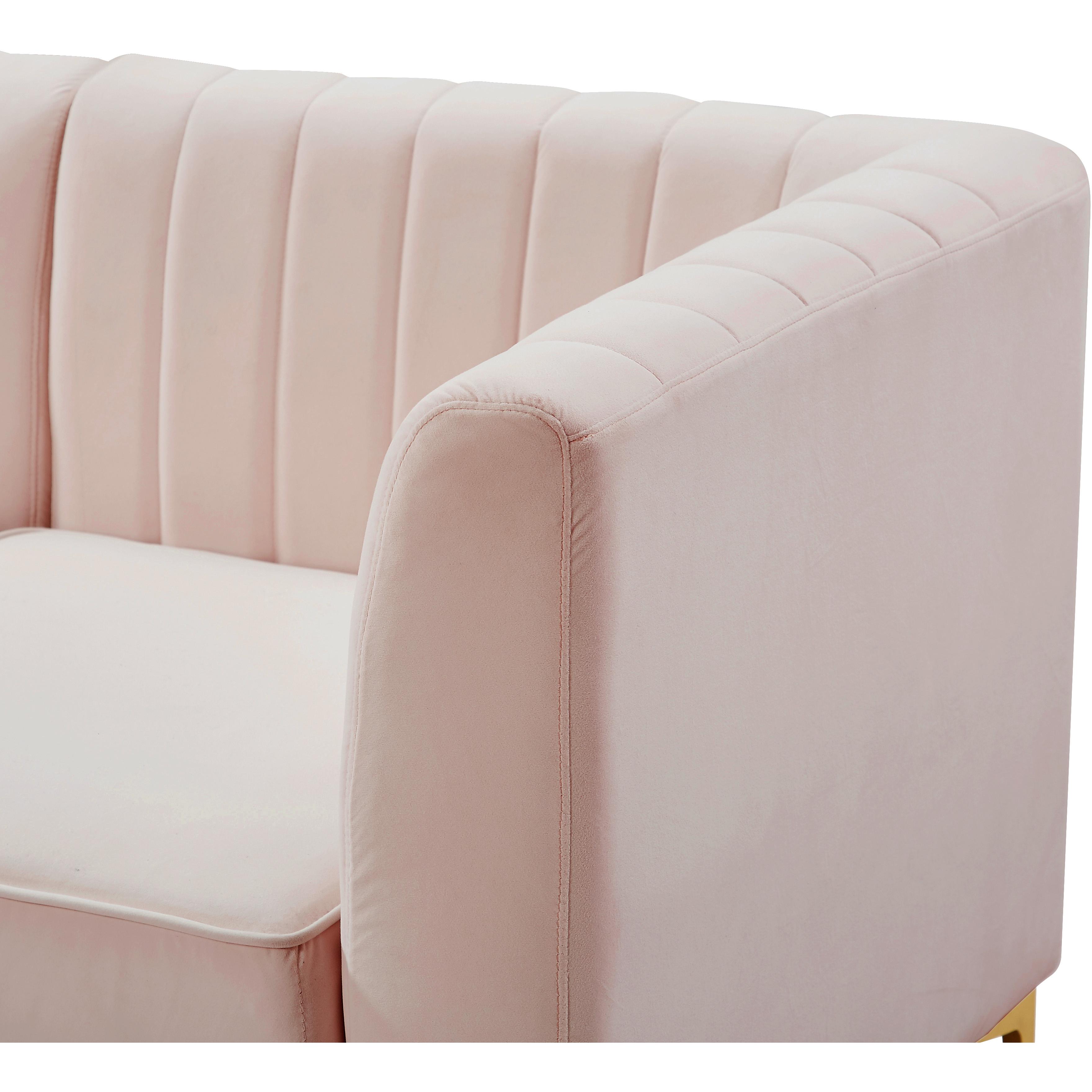 Meridian Alina Pink Velvet Armless Chair