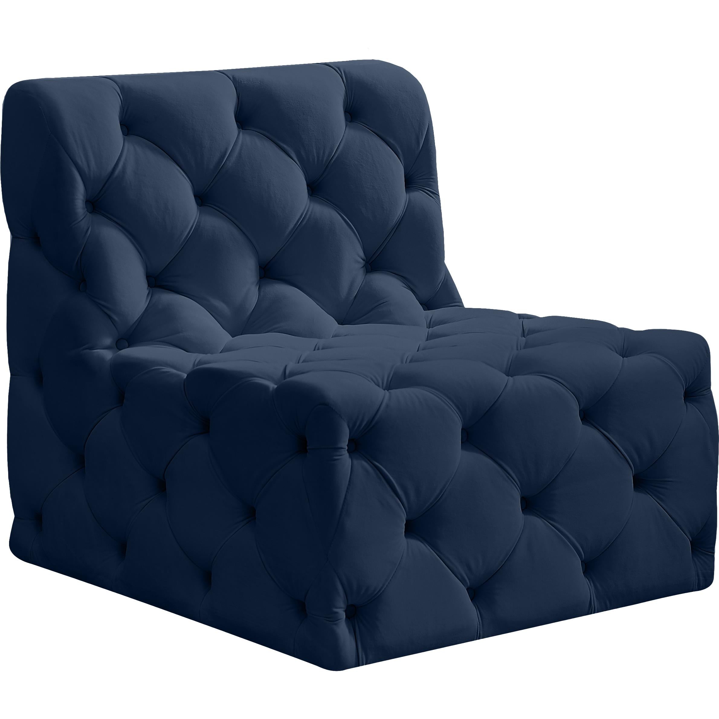 Meridian Tuft Navy Velvet Armless Chair