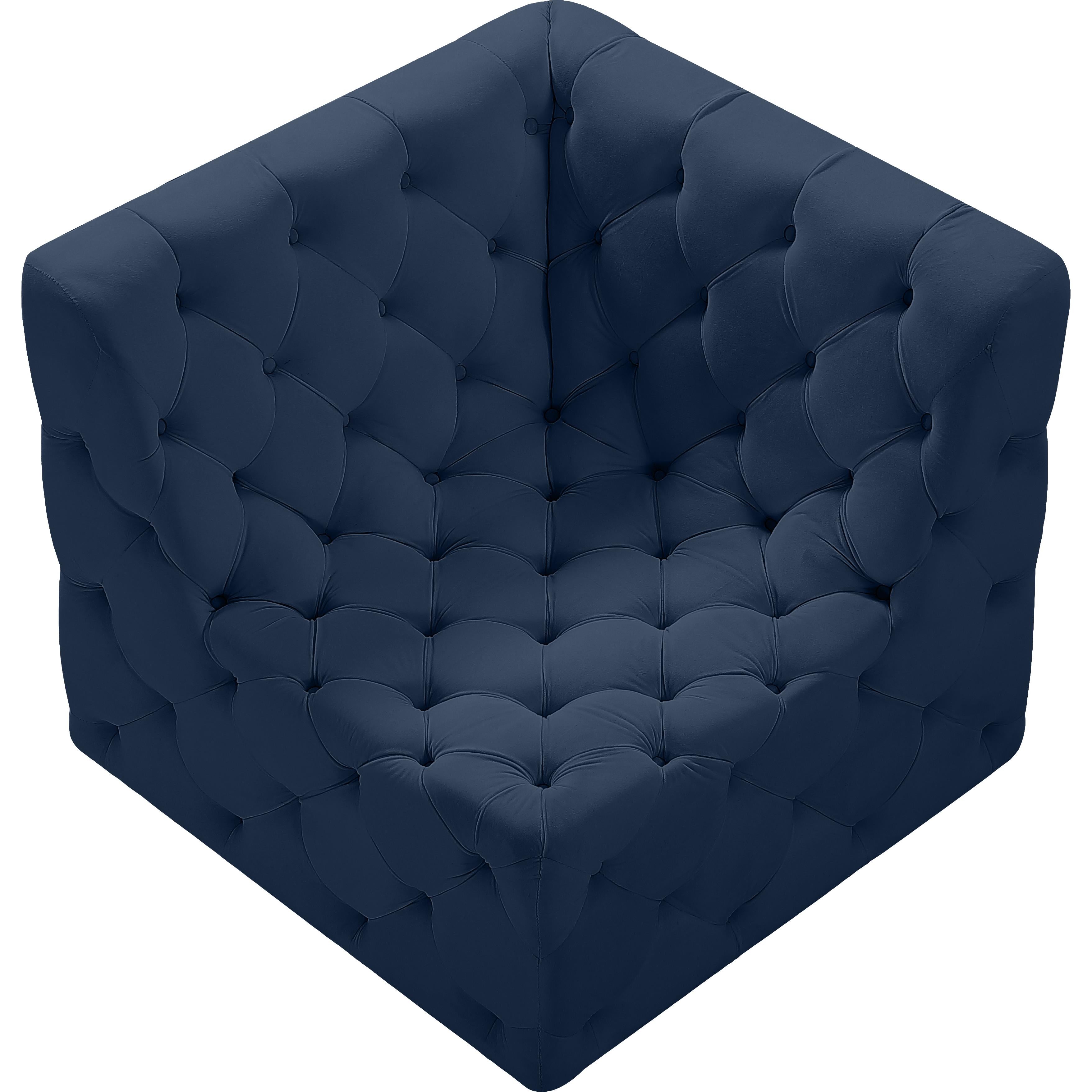 Meridian Tuft Navy Velvet Corner Chair