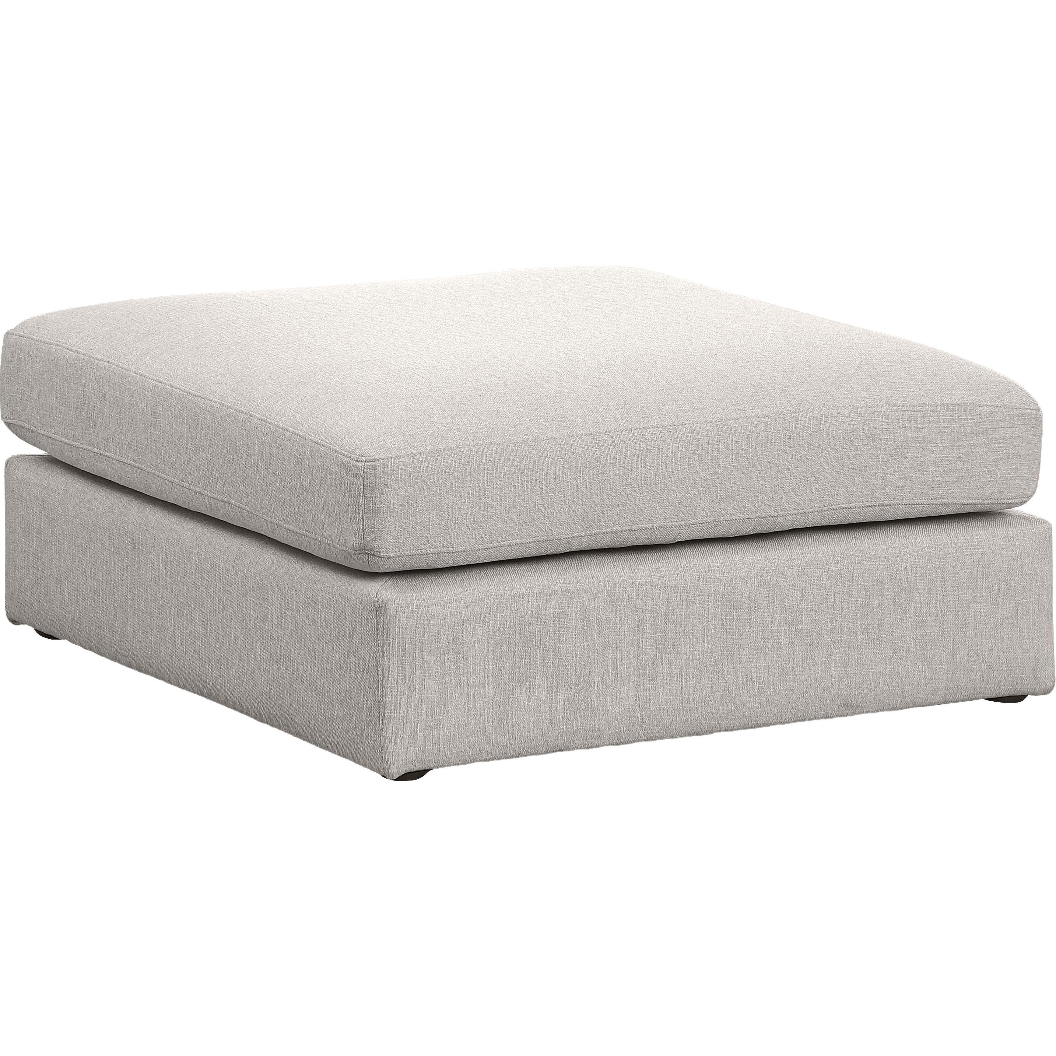 Meridian Beckham Beige Durable Linen Textured Fabric Ottoman
