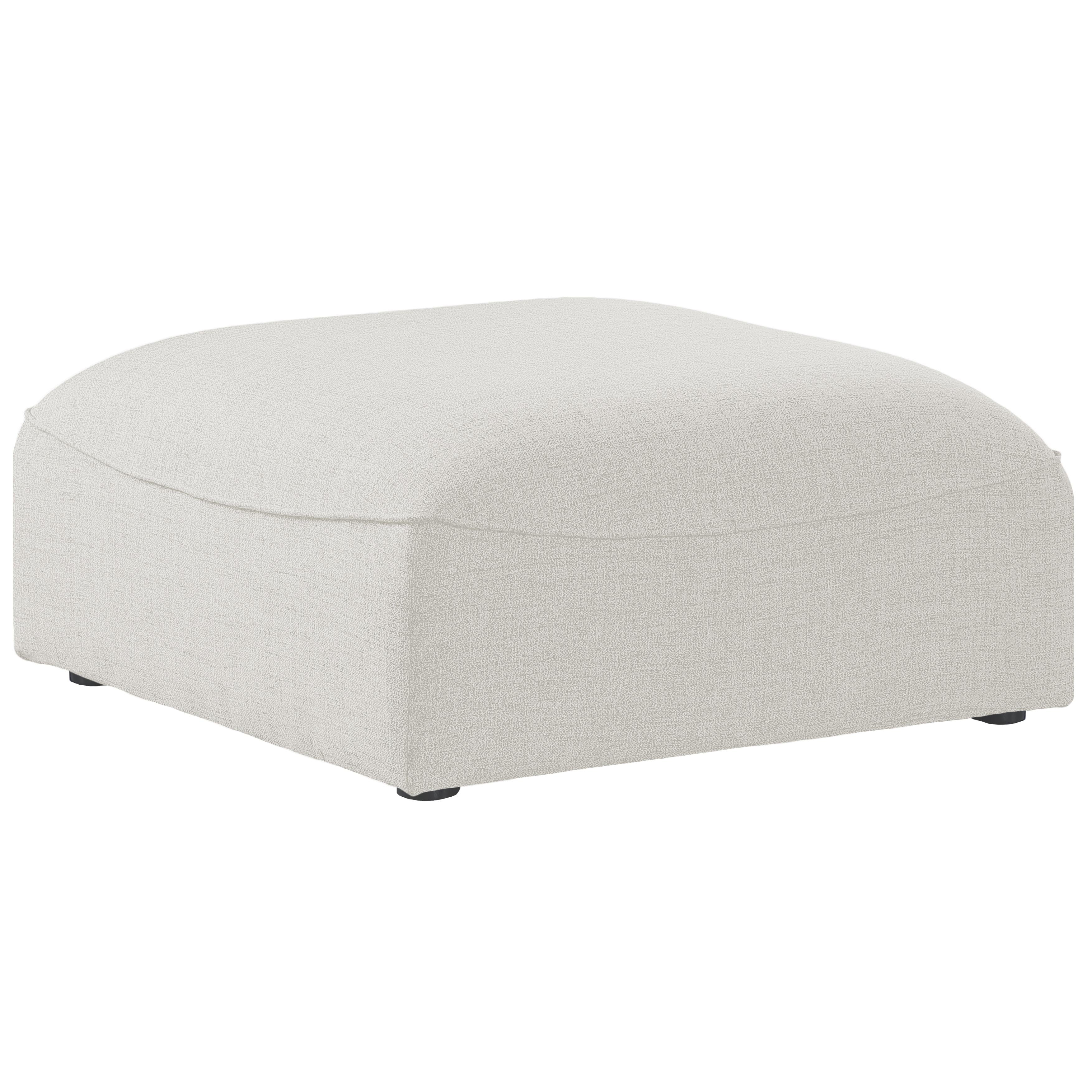 Meridian Miramar Cream Durable Linen Textured Ottoman