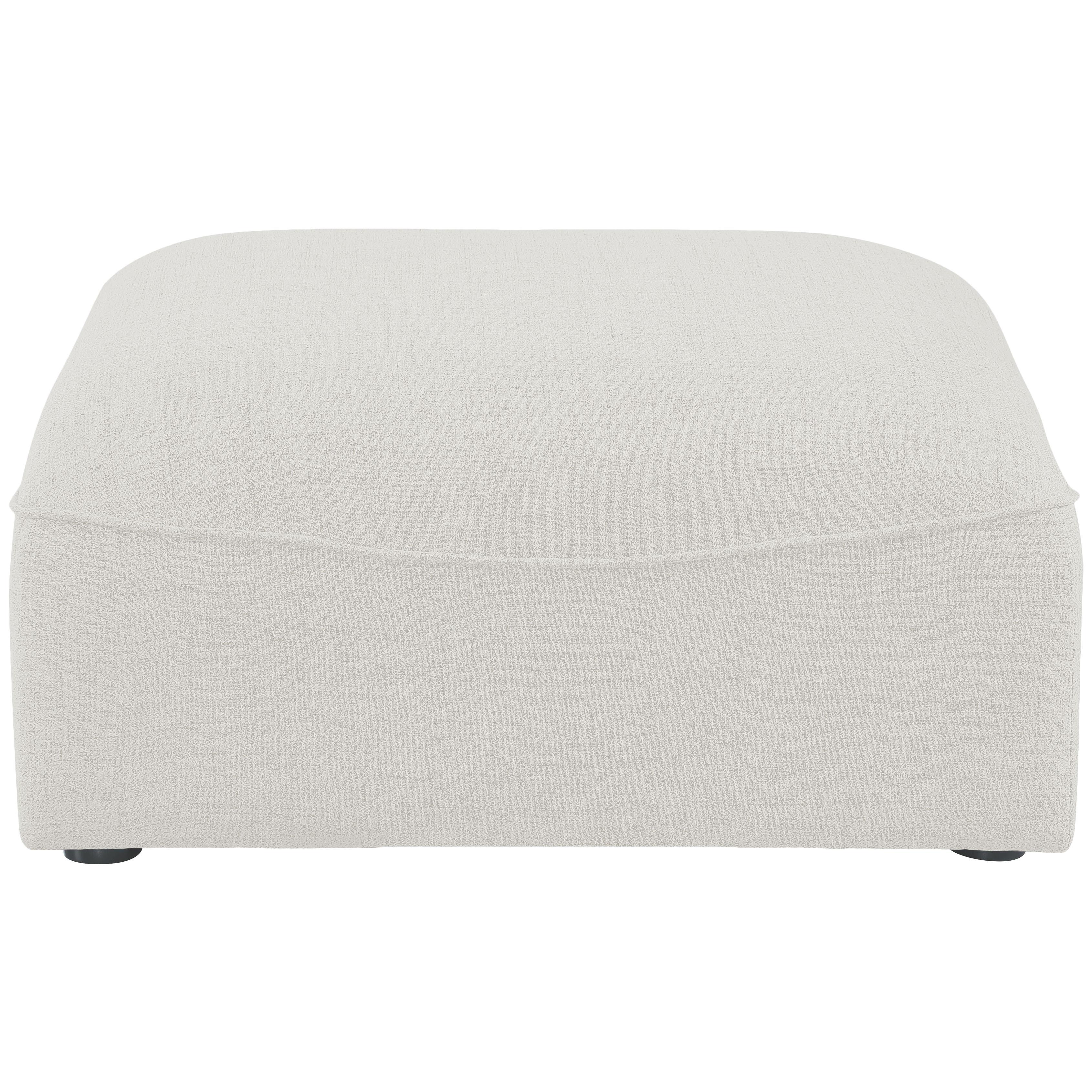 Meridian Miramar Cream Durable Linen Textured Ottoman