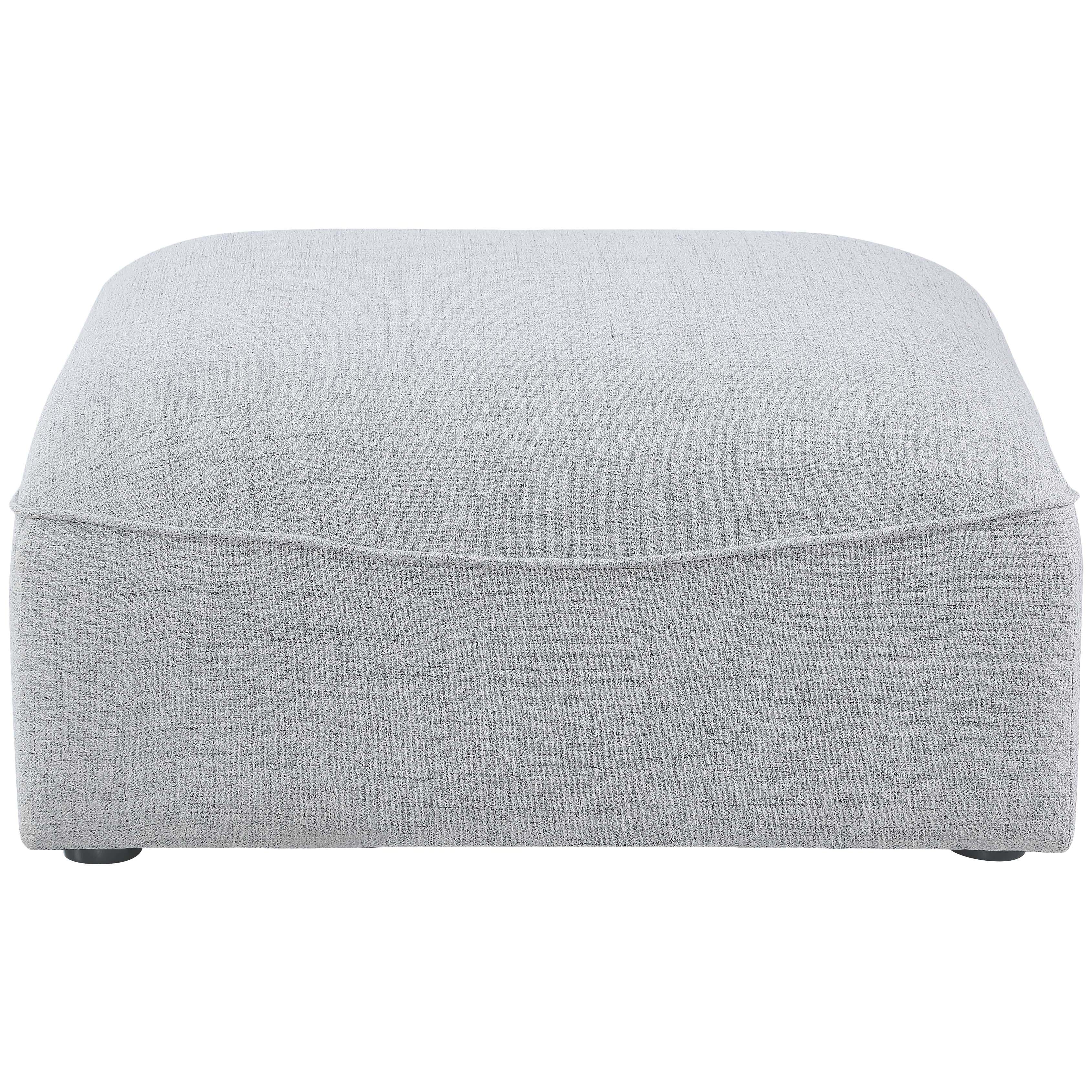 Meridian Miramar Grey Durable Linen Textured Ottoman
