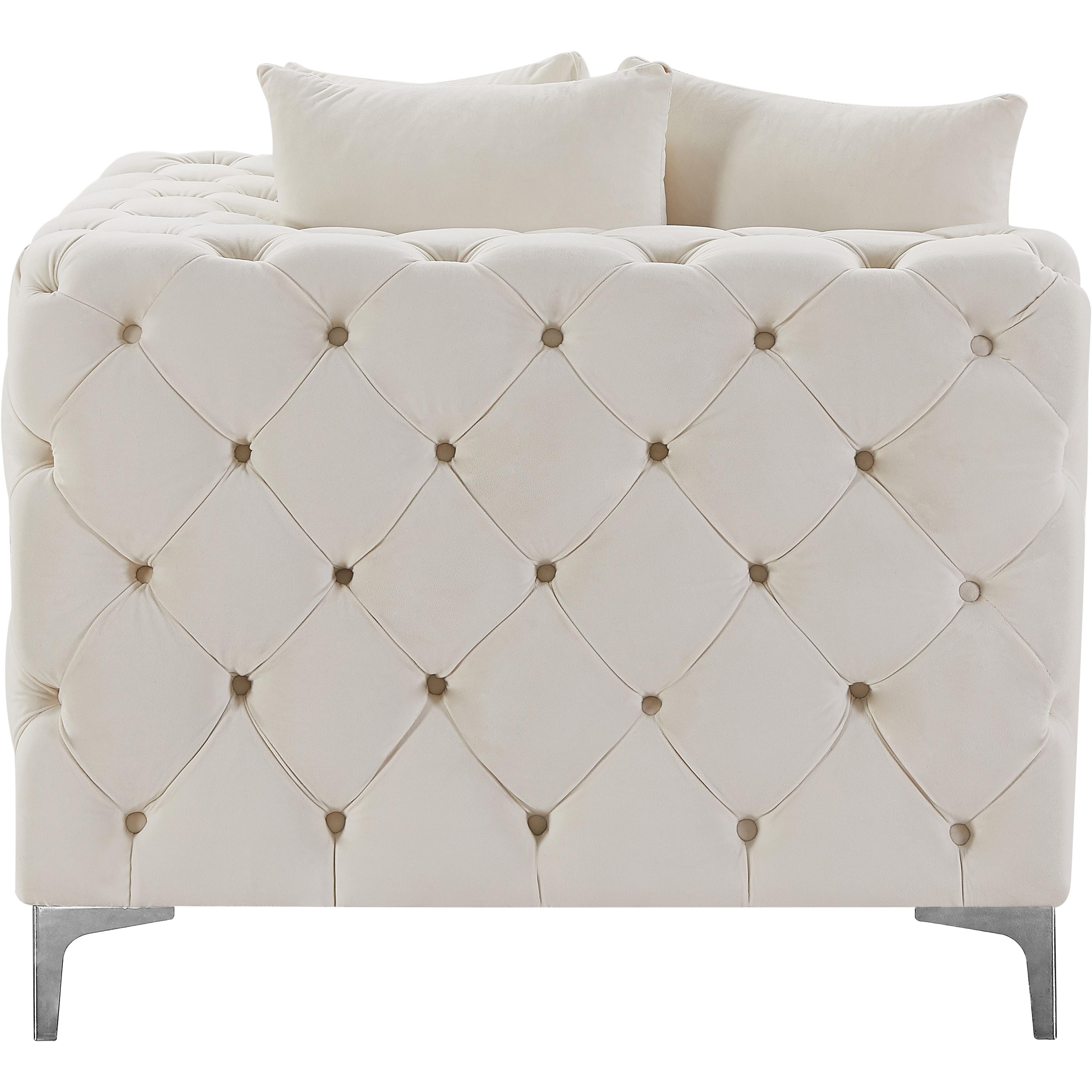 Meridian Tremblay Cream Velvet Corner Chair