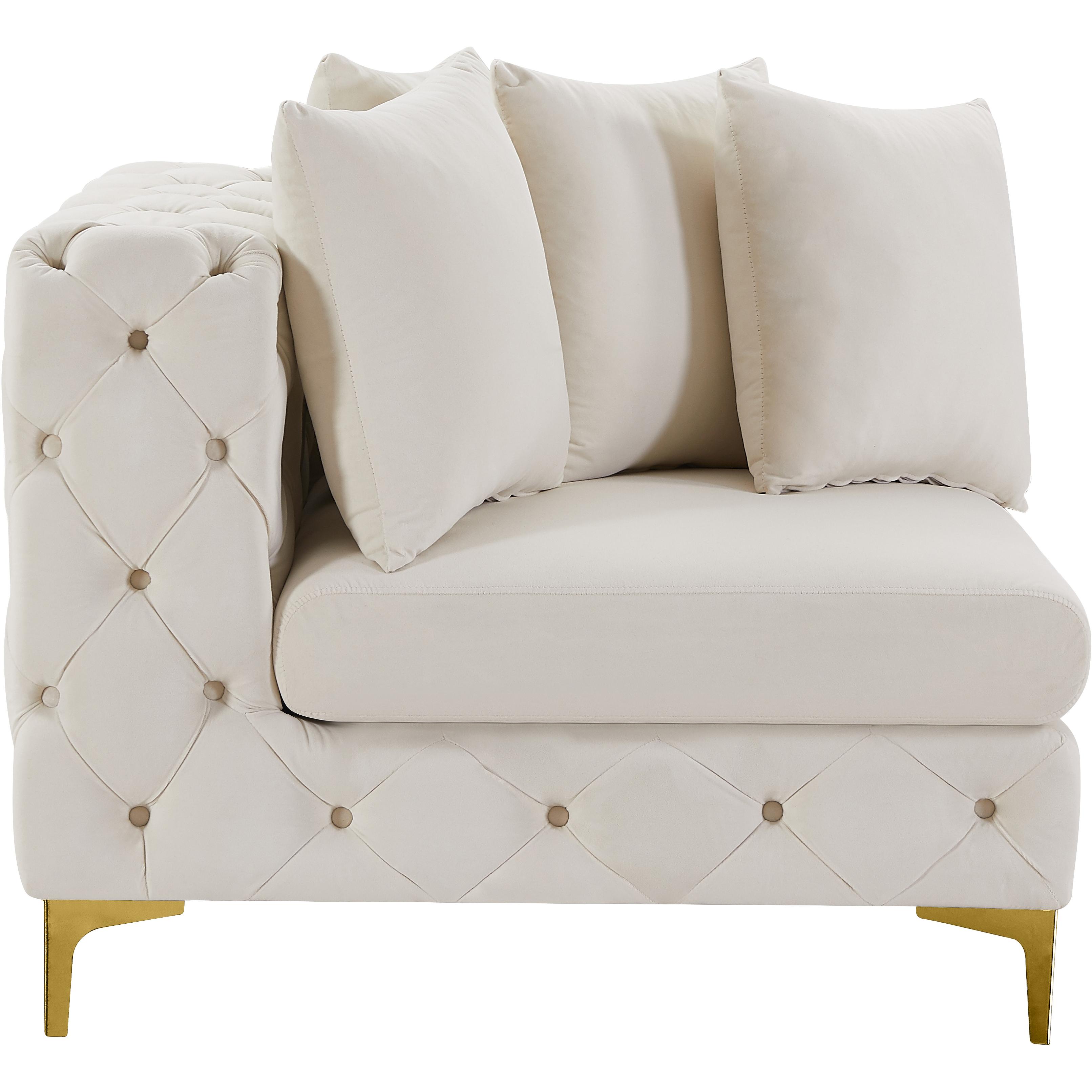 Meridian Tremblay Cream Velvet Corner Chair