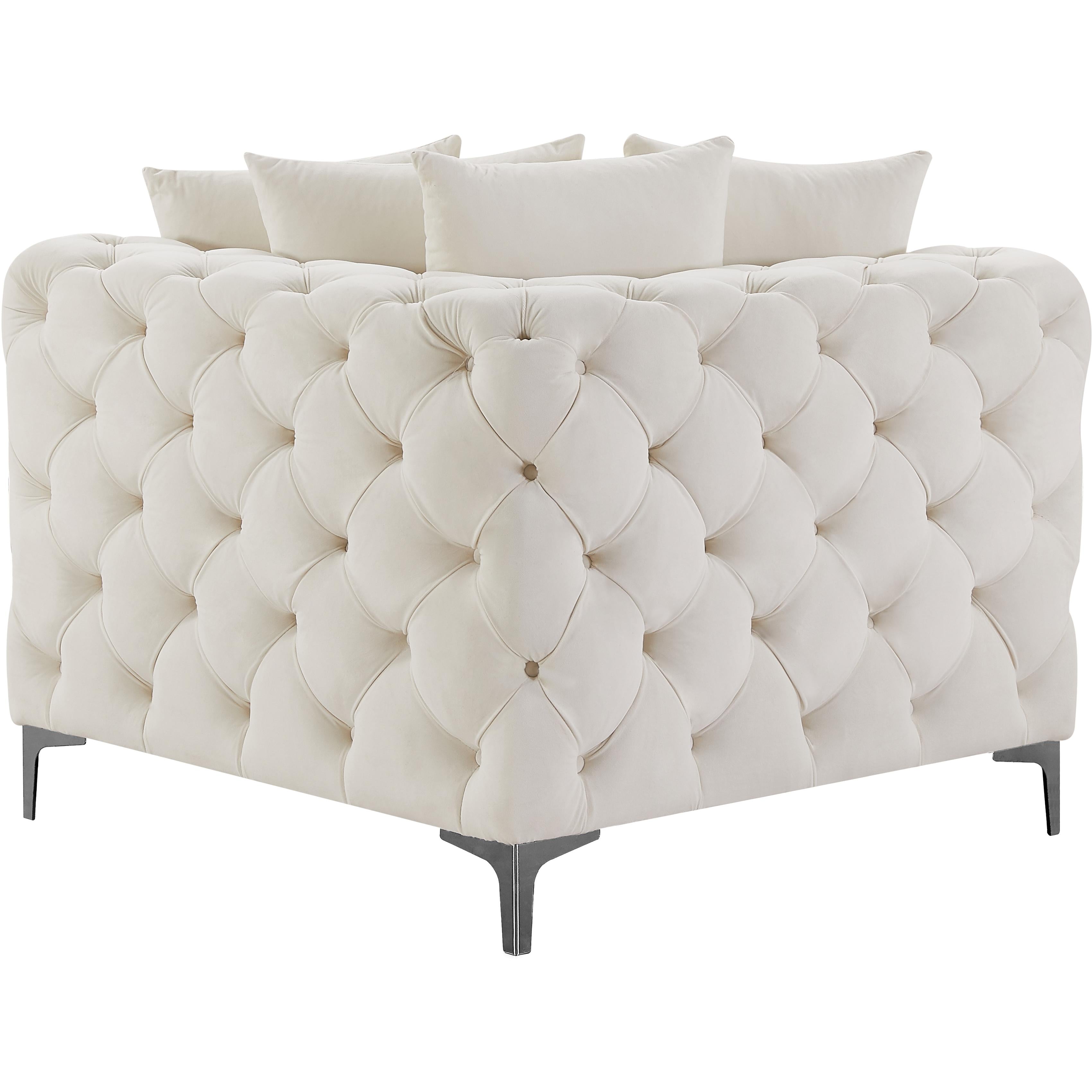 Meridian Tremblay Cream Velvet Corner Chair