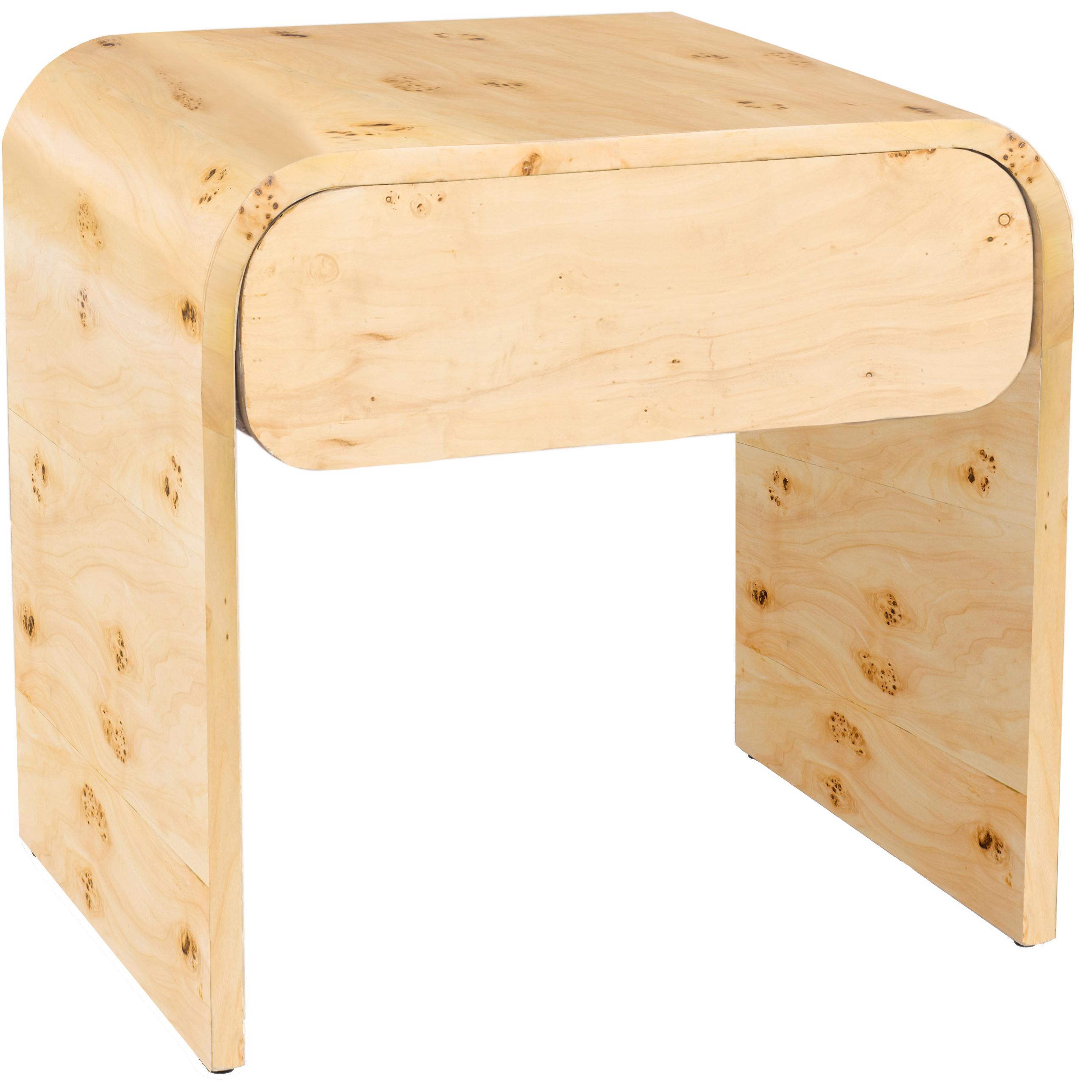 Meridian Cresthill Natural Burl Wood Night Stand