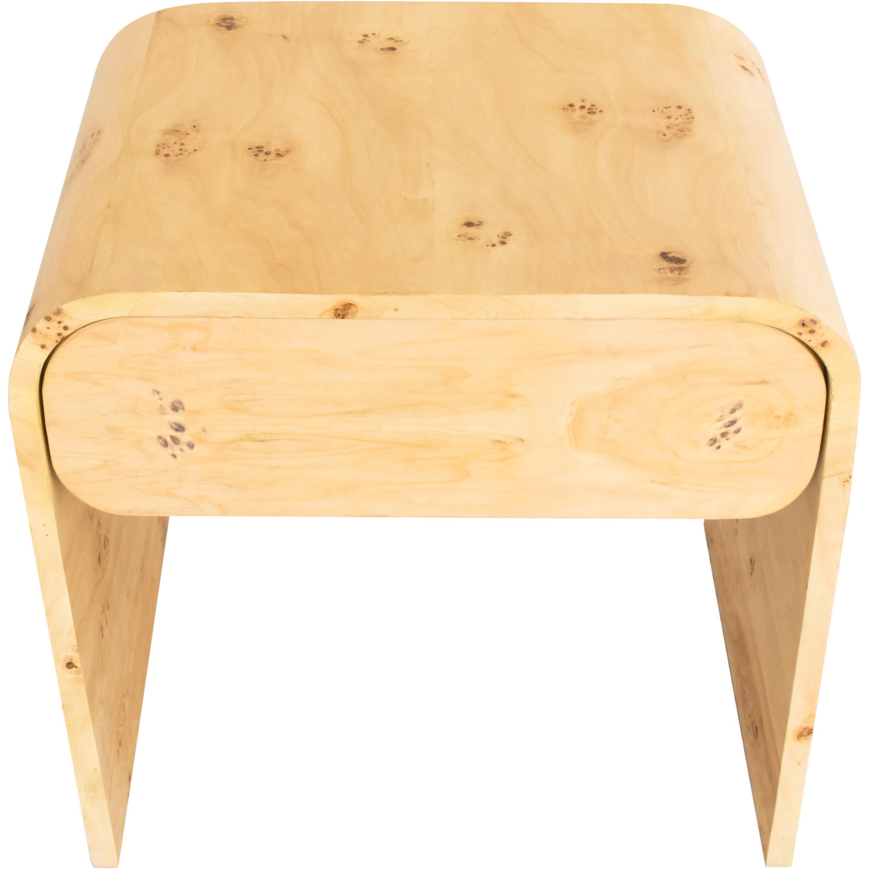 Meridian Cresthill Natural Burl Wood Night Stand