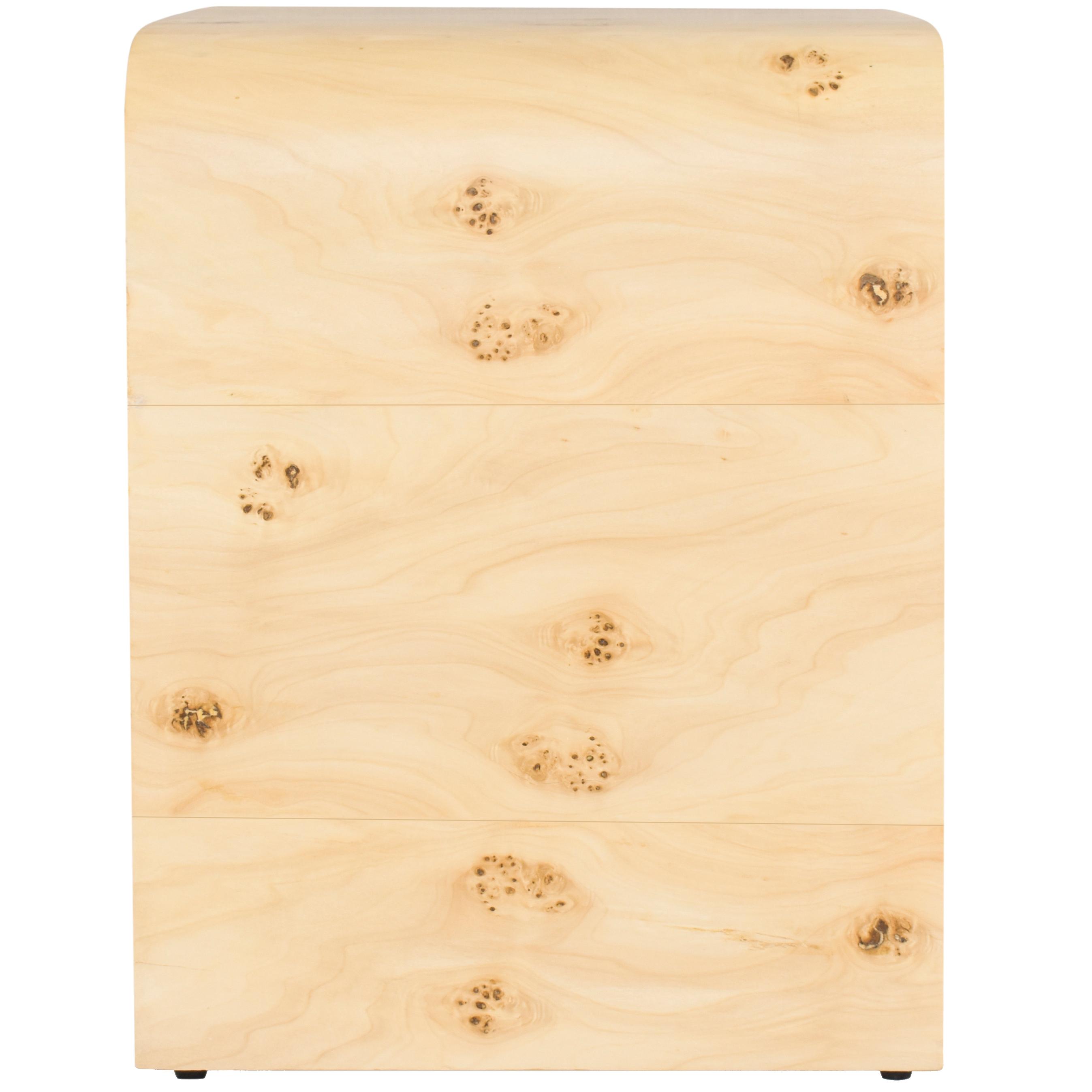 Meridian Cresthill Natural Burl Wood Night Stand